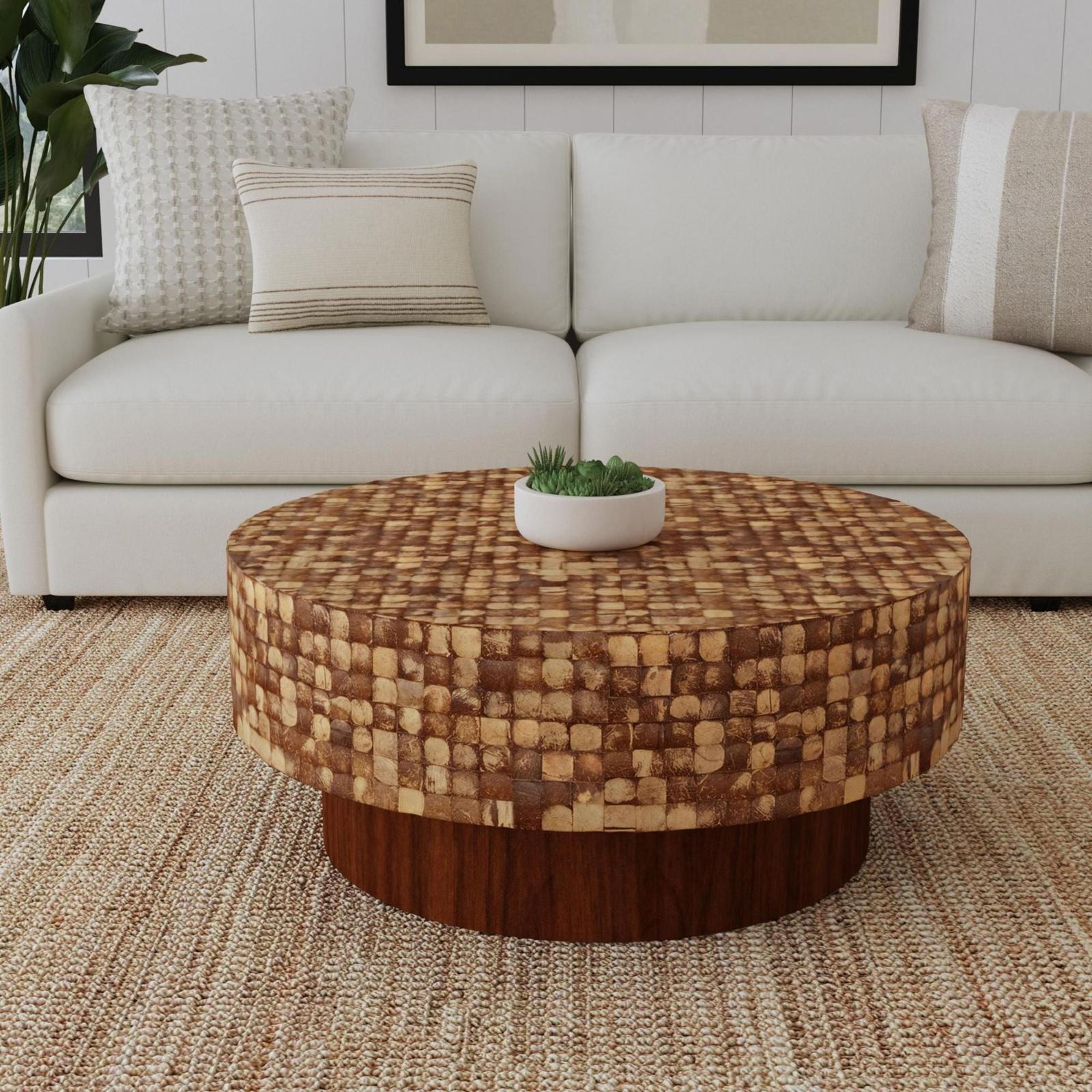 Mila Coconut Shell Pedestal Coffee Table 1 Mila Coconut Shell Pedestal Coffee Table