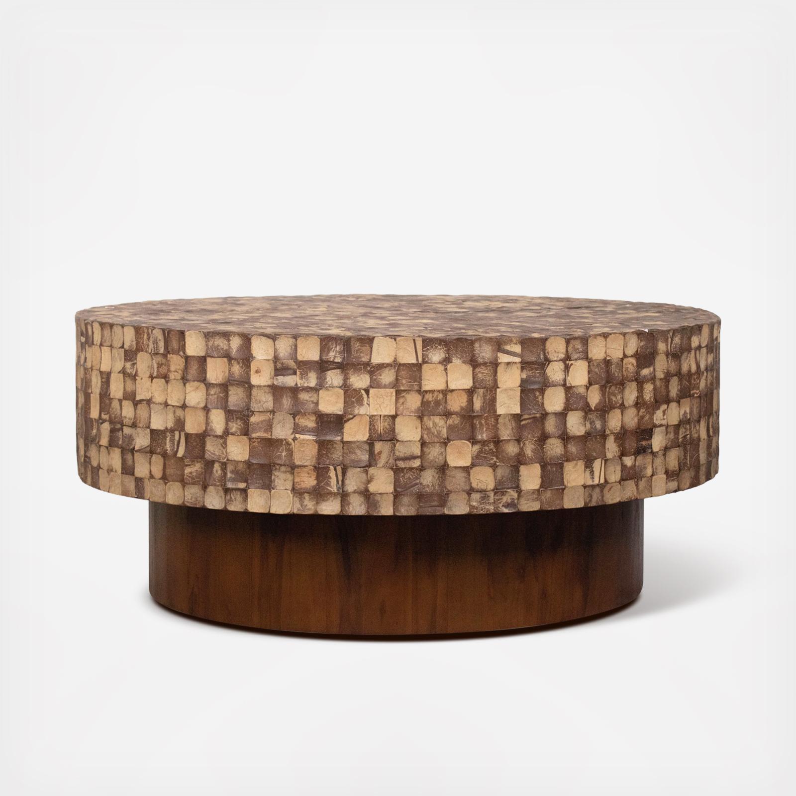 Mila Coconut Shell Pedestal Coffee Table 2 Mila Coconut Shell Pedestal Coffee Table