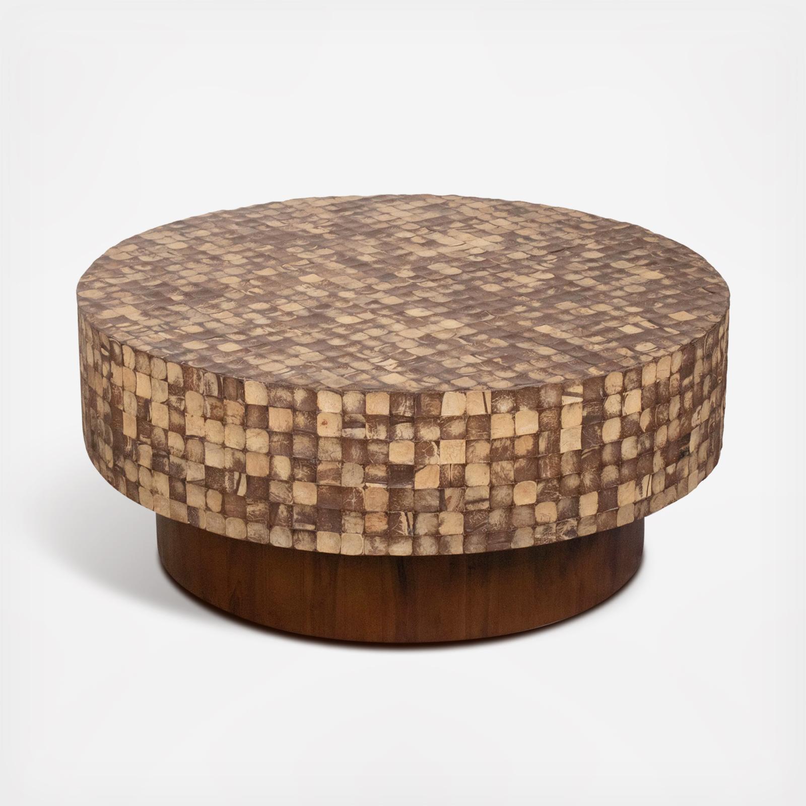Mila Coconut Shell Pedestal Coffee Table 4 Mila Coconut Shell Pedestal Coffee Table
