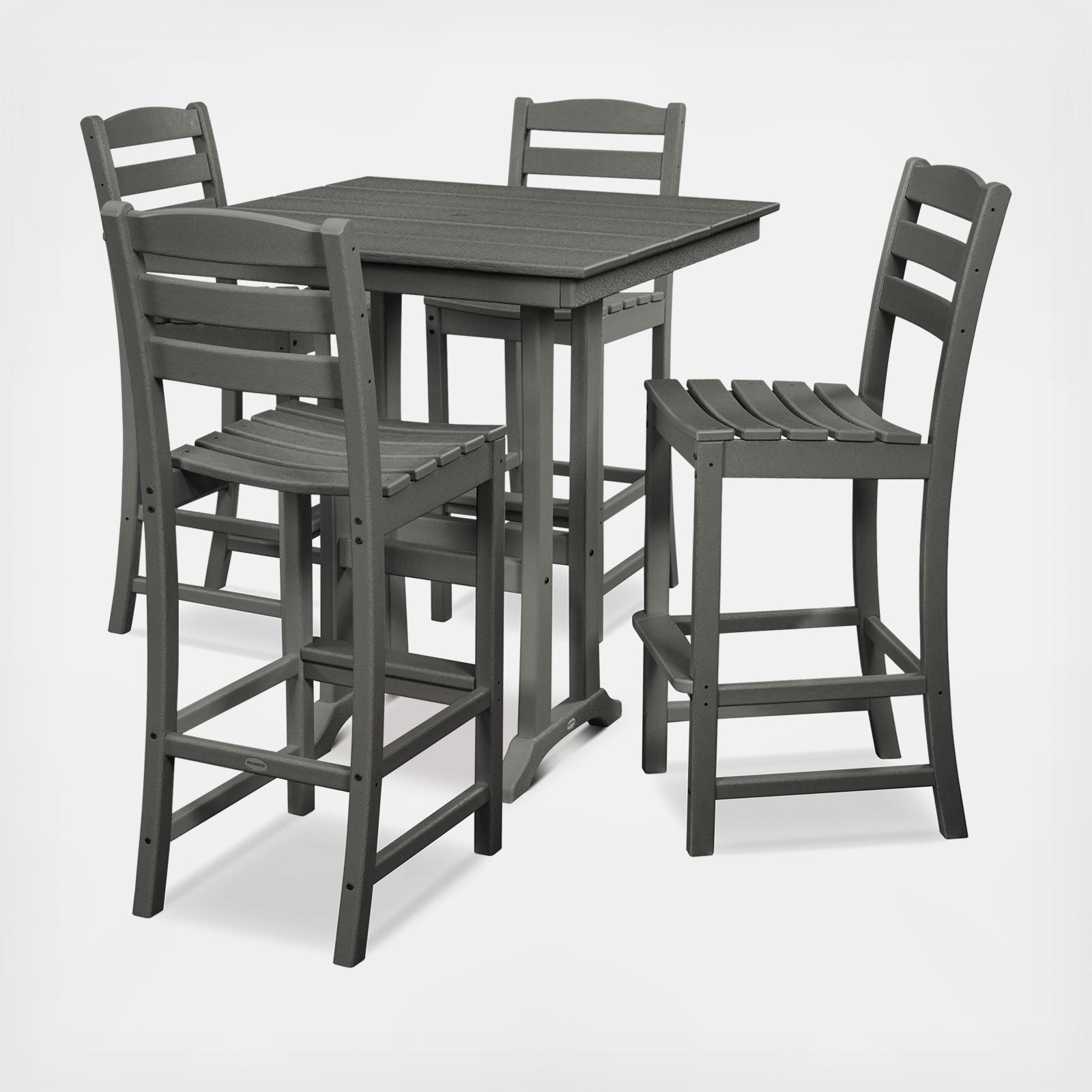 La Casa Cafe 5-Piece Outdoor Farmhouse Trestle Bar Set 4 La Casa Cafe 5-Piece Outdoor Farmhouse Trestle Bar Set