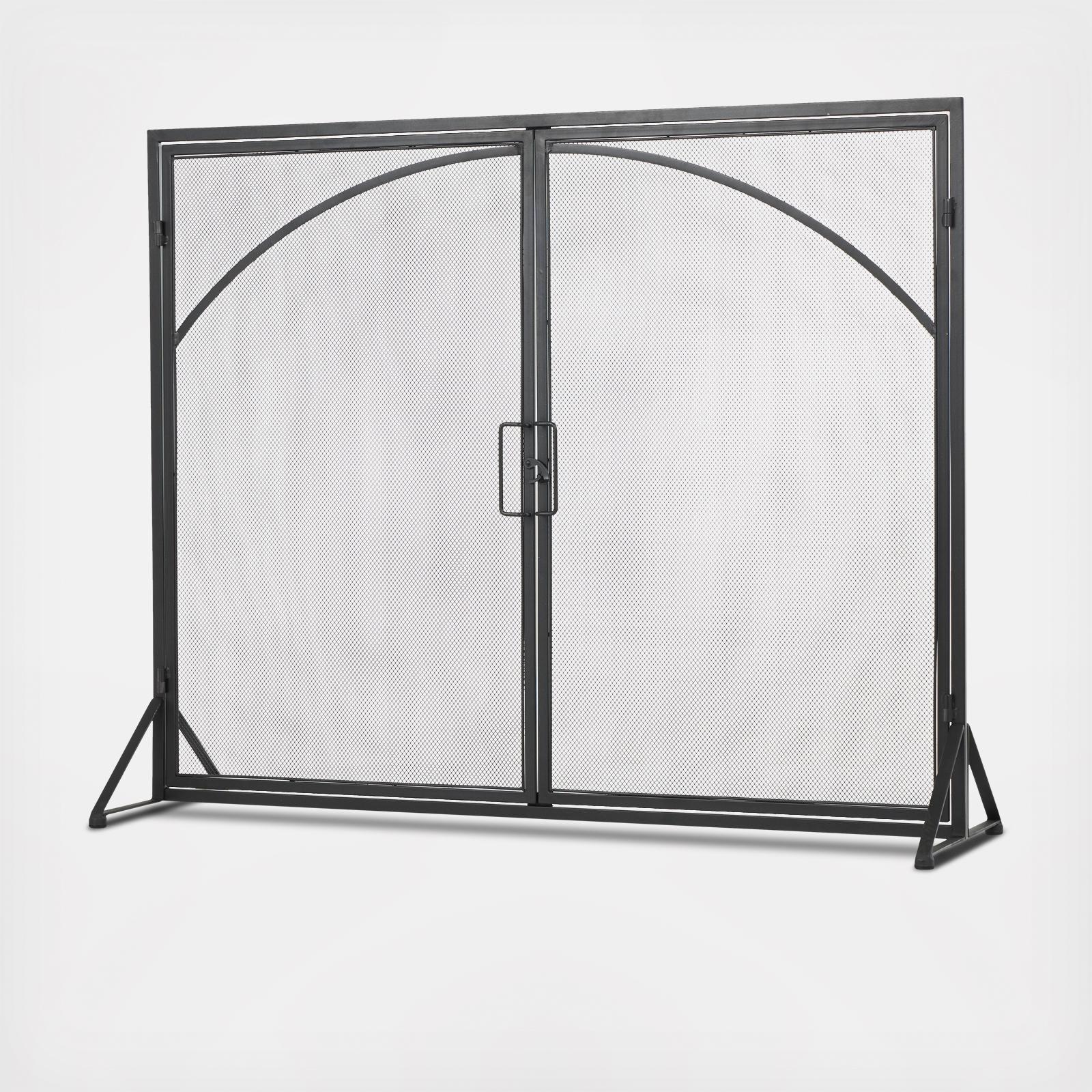 Metal Single Panel Fireplace Screen with Door & Handle 2 Metal Single Panel Fireplace Screen with Door & Handle
