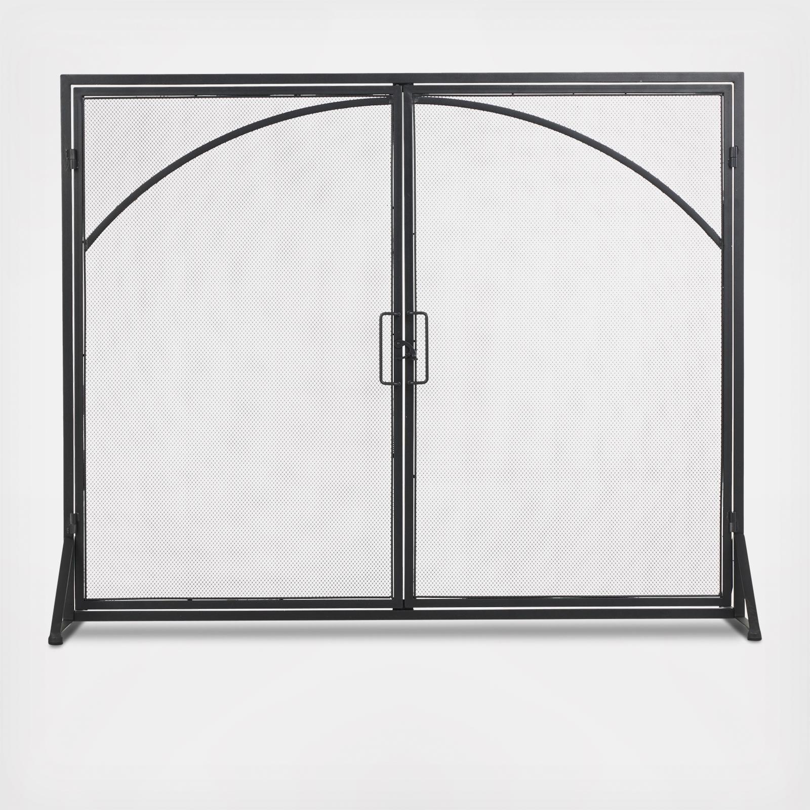 Metal Single Panel Fireplace Screen with Door & Handle 7 Metal Single Panel Fireplace Screen with Door & Handle