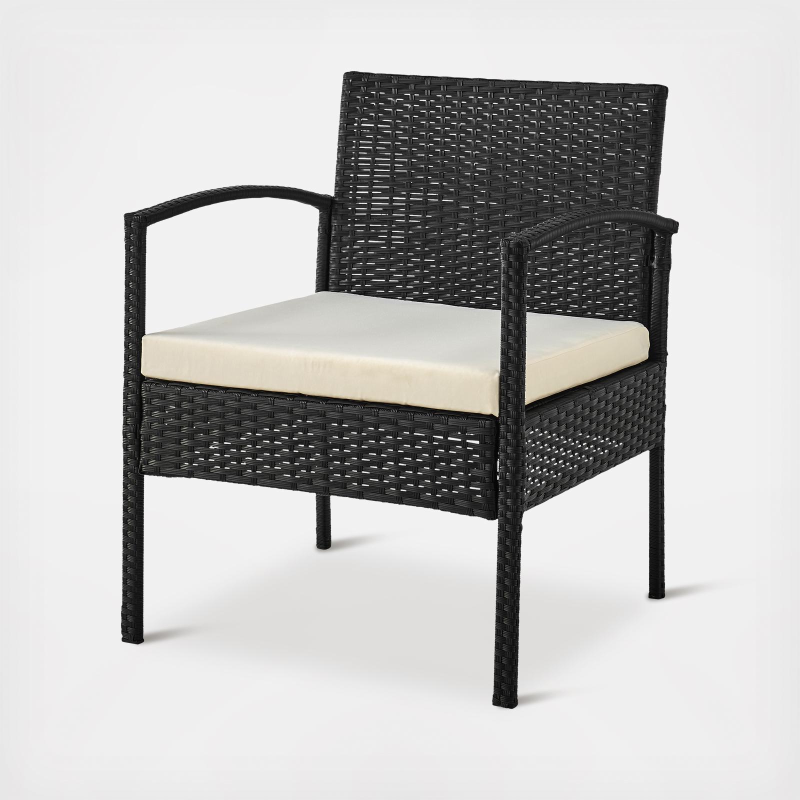 Noli Steel Rattan 3-Piece Patio Conversation Set 4 Noli Steel Rattan 3-Piece Patio Conversation Set
