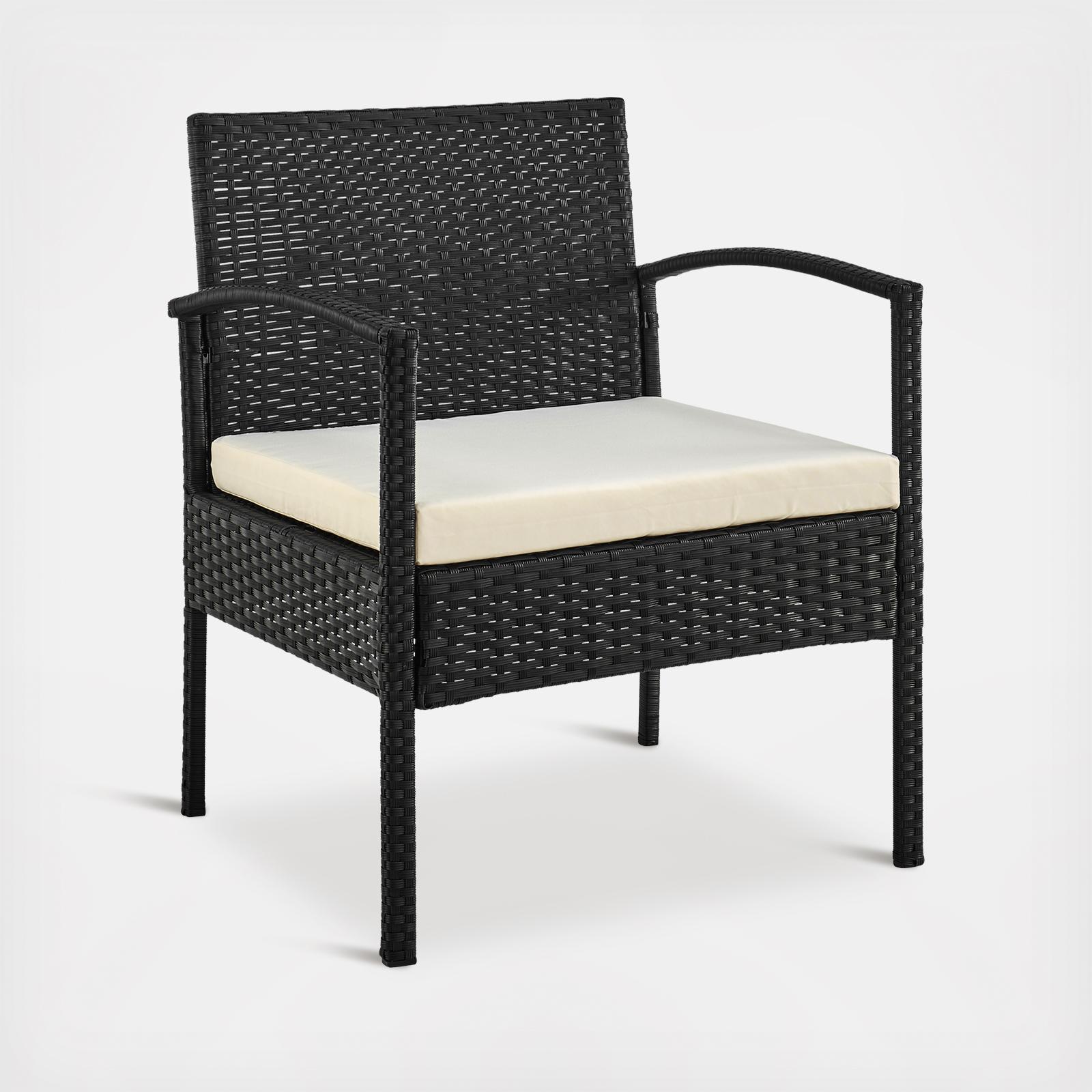 Noli Steel Rattan 3-Piece Patio Conversation Set 5 Noli Steel Rattan 3-Piece Patio Conversation Set