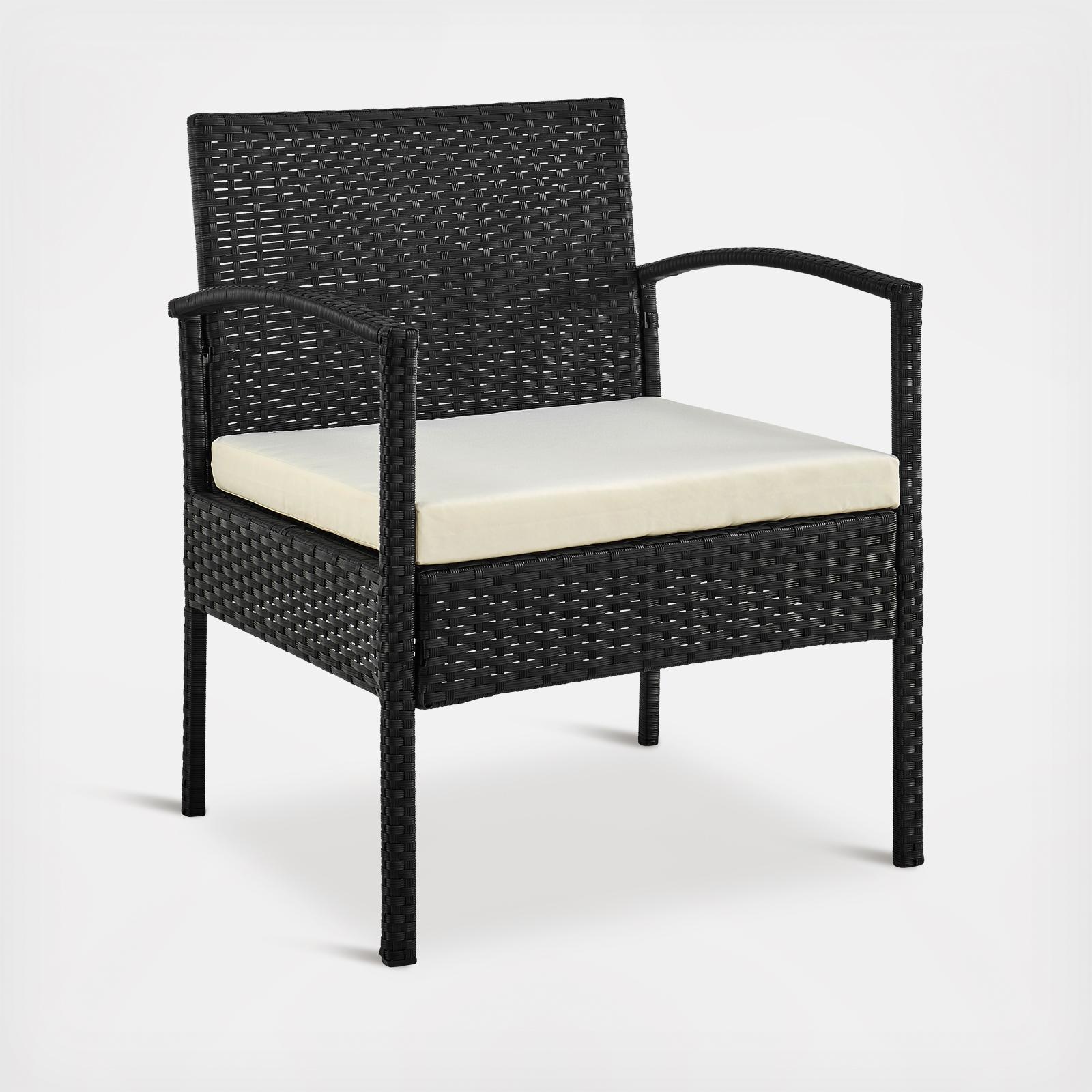 Noli Steel Rattan 4-Piece Patio Conversation Set 5 Noli Steel Rattan 4-Piece Patio Conversation Set
