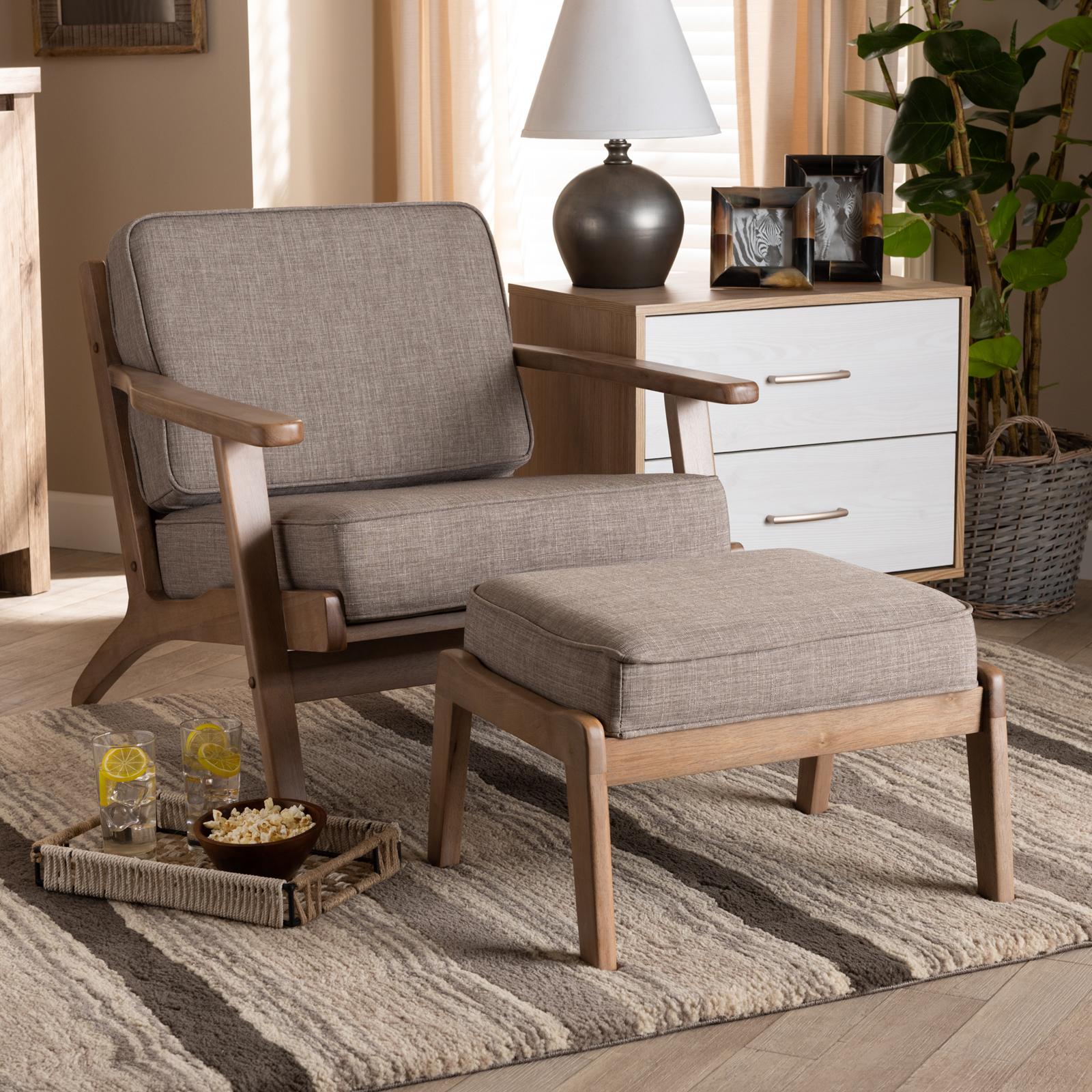 Sigrid Mid-Century Modern Upholstered Armchair & Ottoman Set 5 Sigrid Mid-Century Modern Upholstered Armchair & Ottoman Set