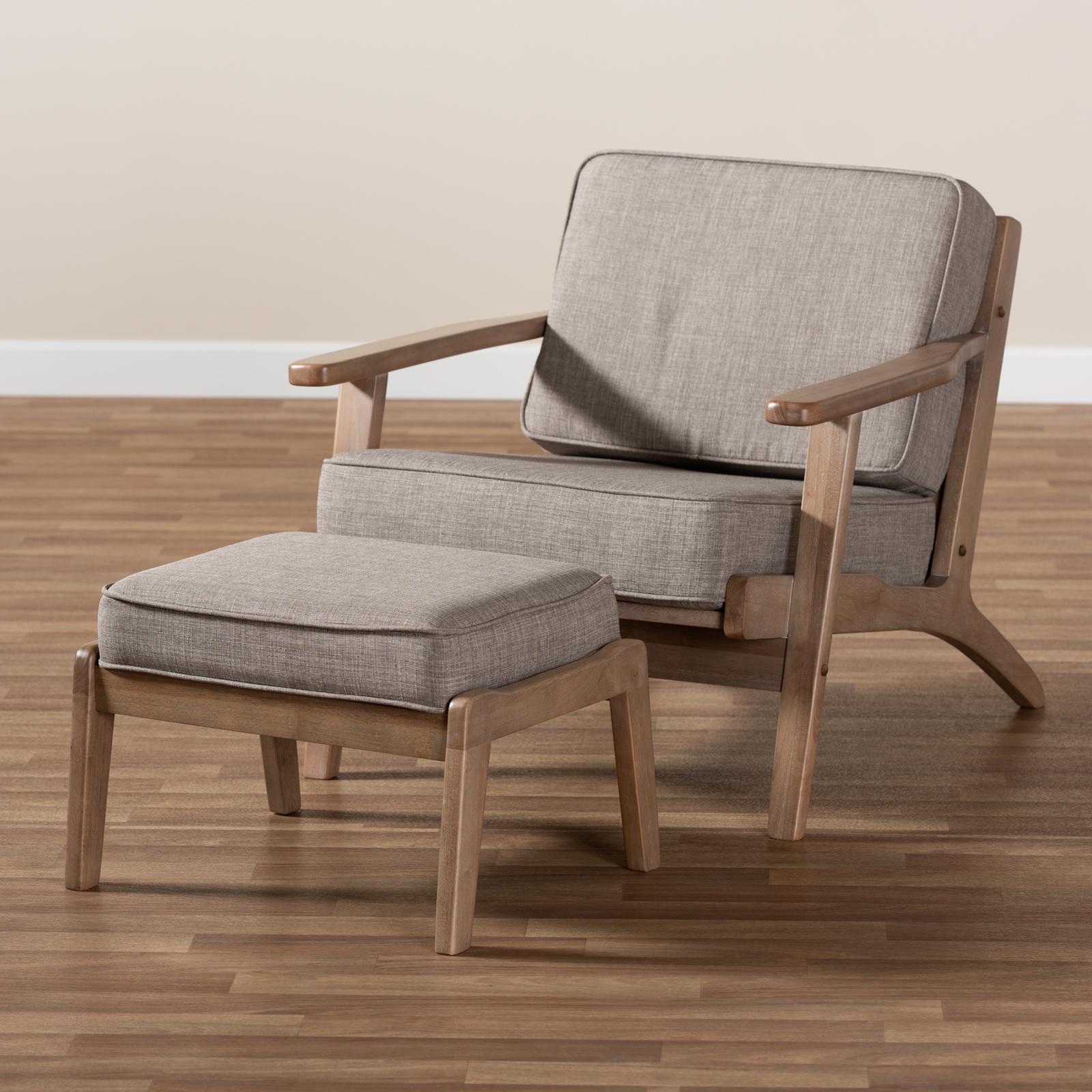 Sigrid Mid-Century Modern Upholstered Armchair & Ottoman Set