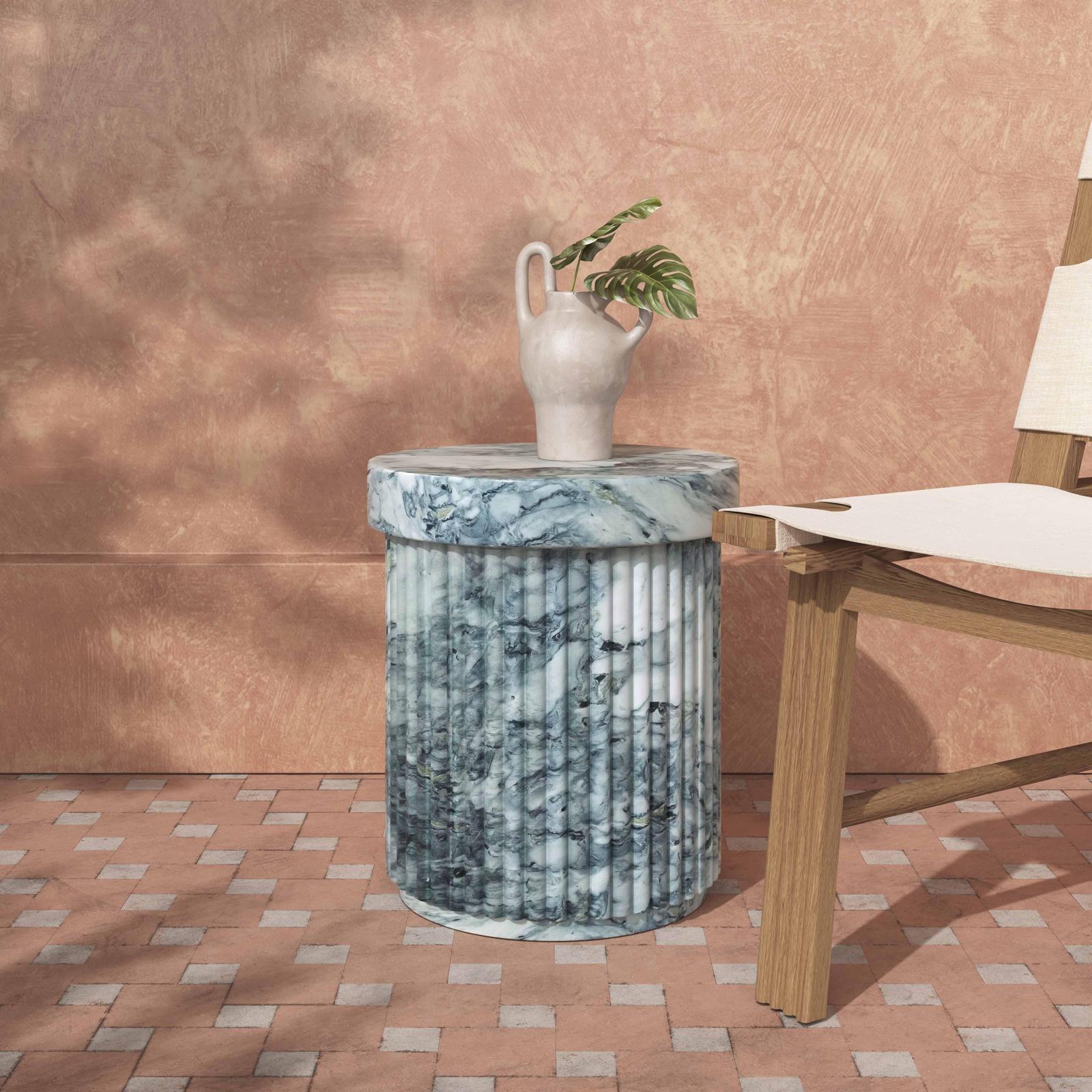 Serafina Marble Pattern Concrete Indoor/Outdoor Side Table 1 Serafina Marble Pattern Concrete Indoor/Outdoor Side Table