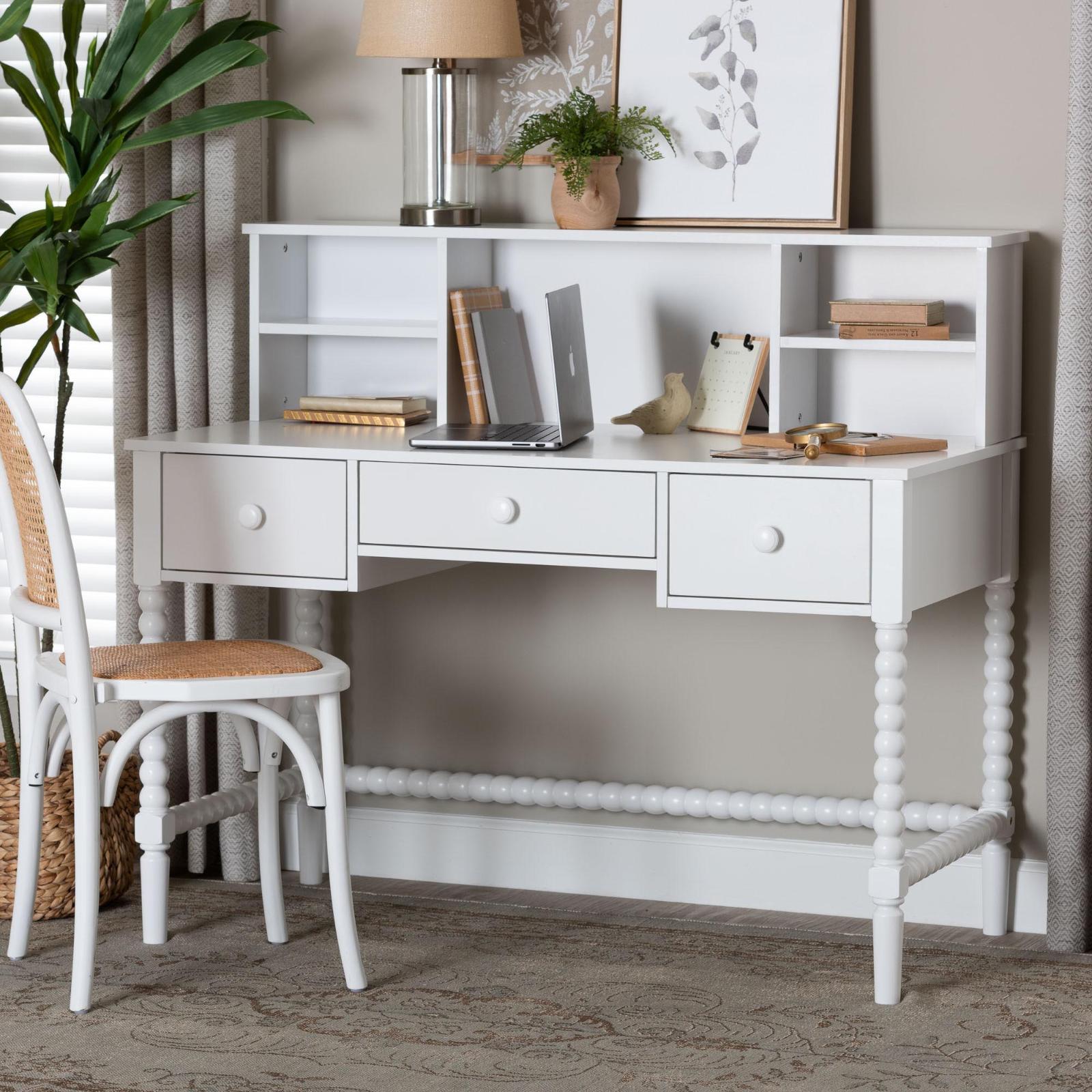 Archwood 3-Drawer Writing Desk with Hutch 11 Archwood 3-Drawer Writing Desk with Hutch