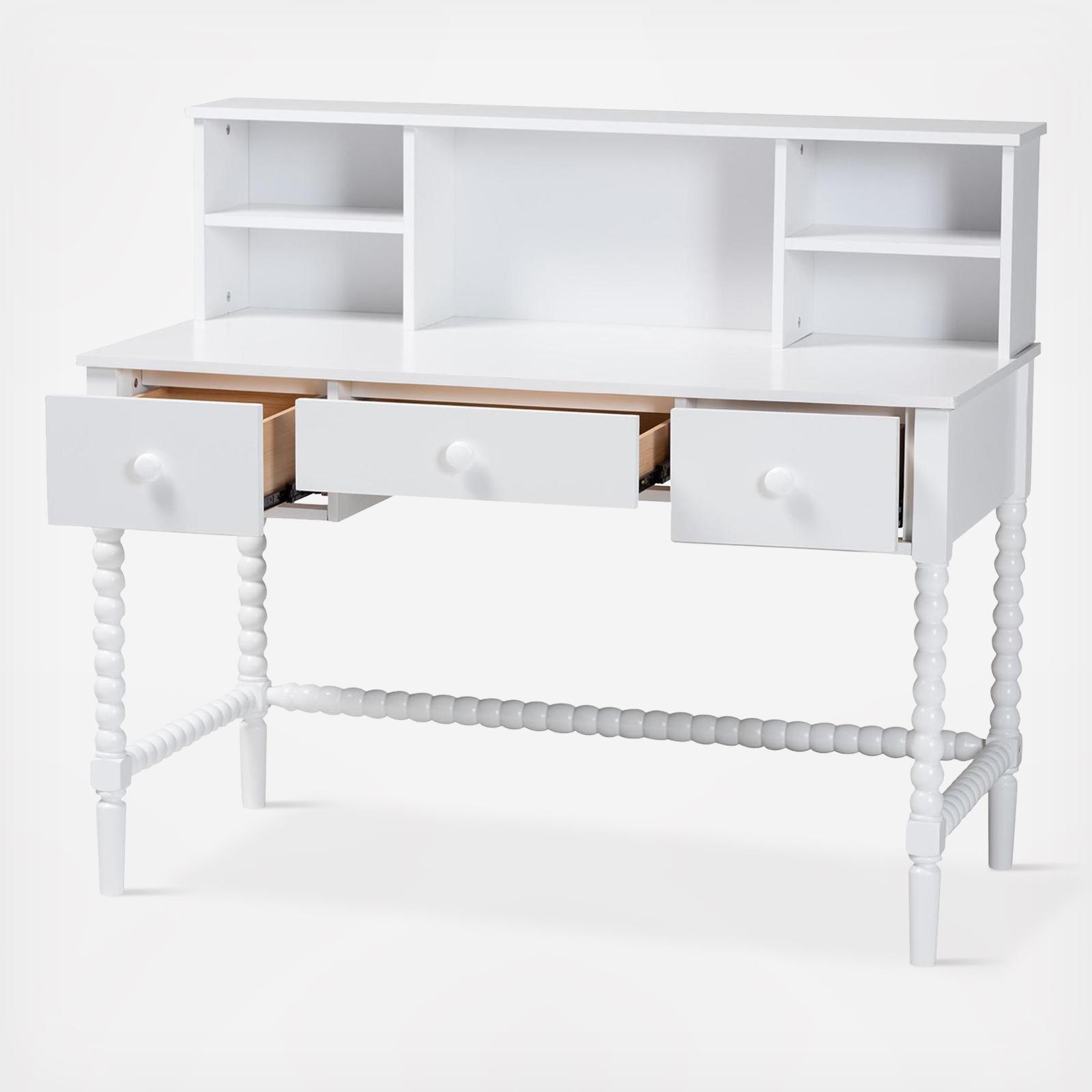 Archwood 3-Drawer Writing Desk with Hutch 2 Archwood 3-Drawer Writing Desk with Hutch