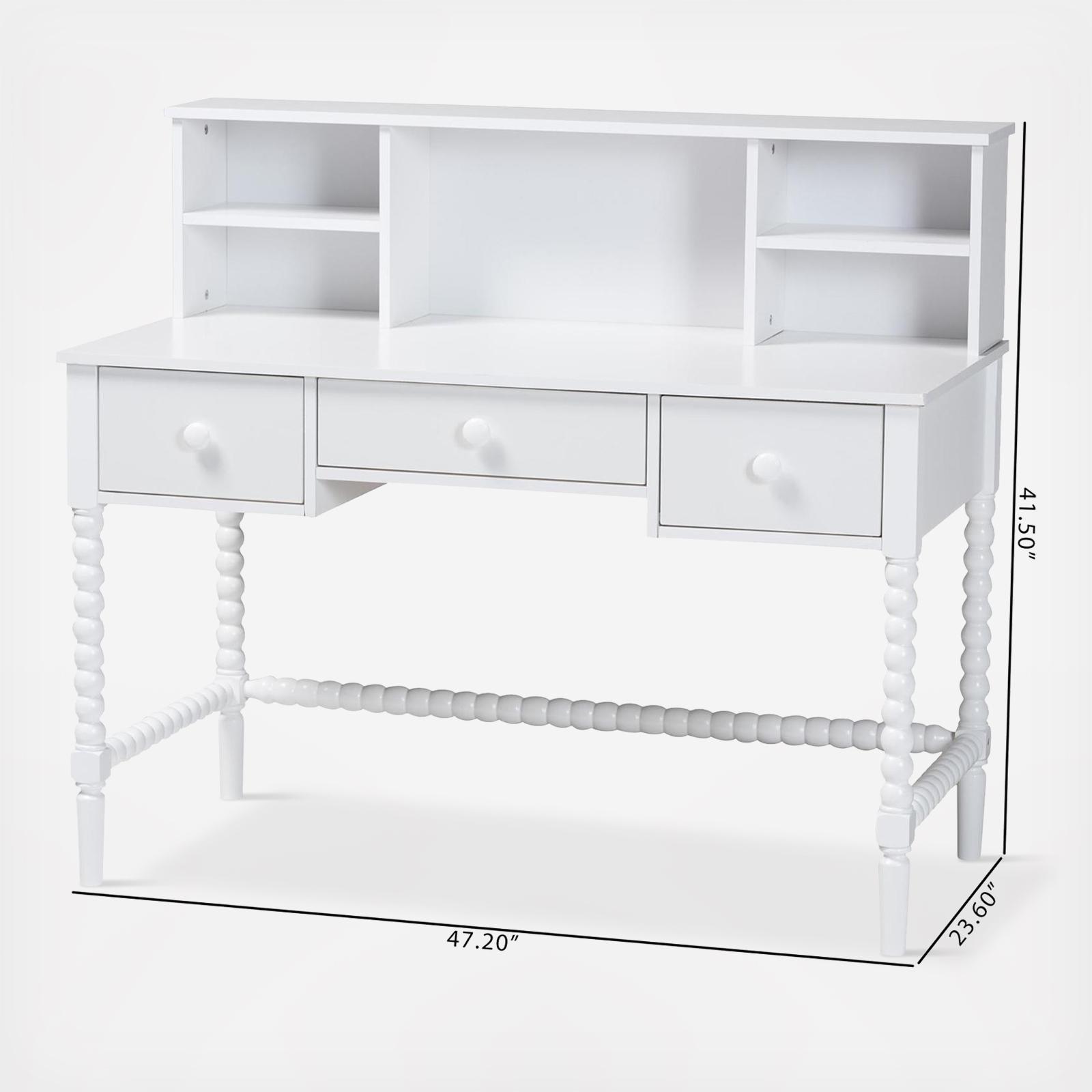 Archwood 3-Drawer Writing Desk with Hutch 3 Archwood 3-Drawer Writing Desk with Hutch