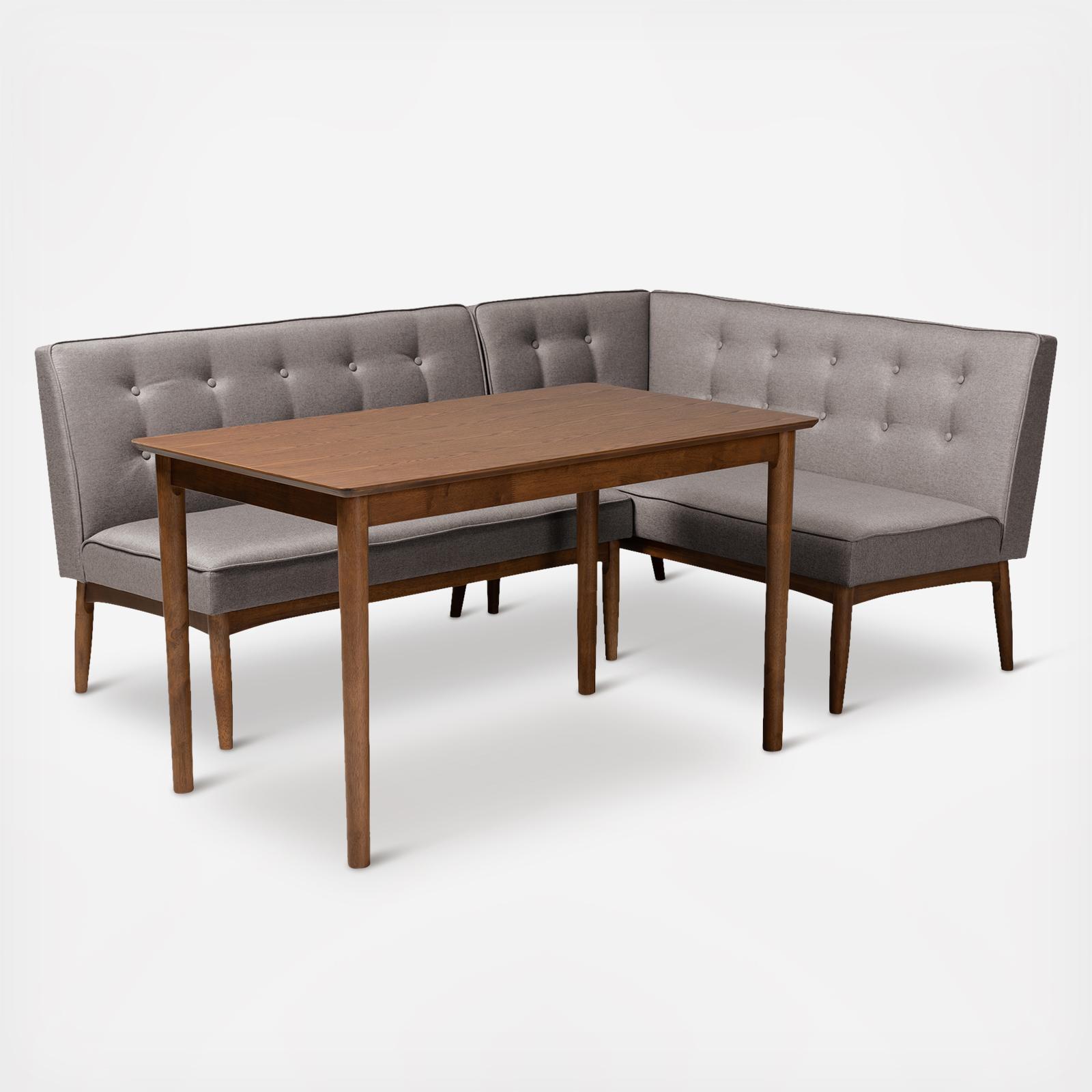Arvid Mid-Century Modern Upholstered 3-Piece Dining Nook Set 2 Arvid Mid-Century Modern Upholstered 3-Piece Dining Nook Set