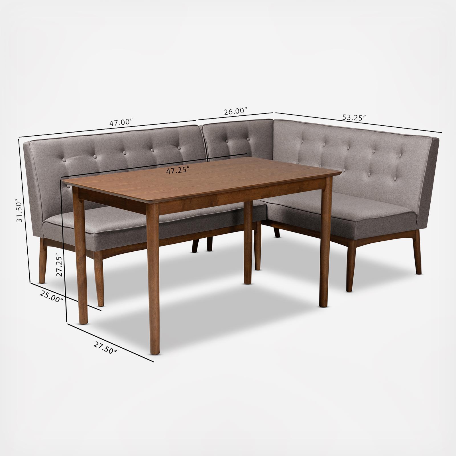 Arvid Mid-Century Modern Upholstered 3-Piece Dining Nook Set 5 Arvid Mid-Century Modern Upholstered 3-Piece Dining Nook Set