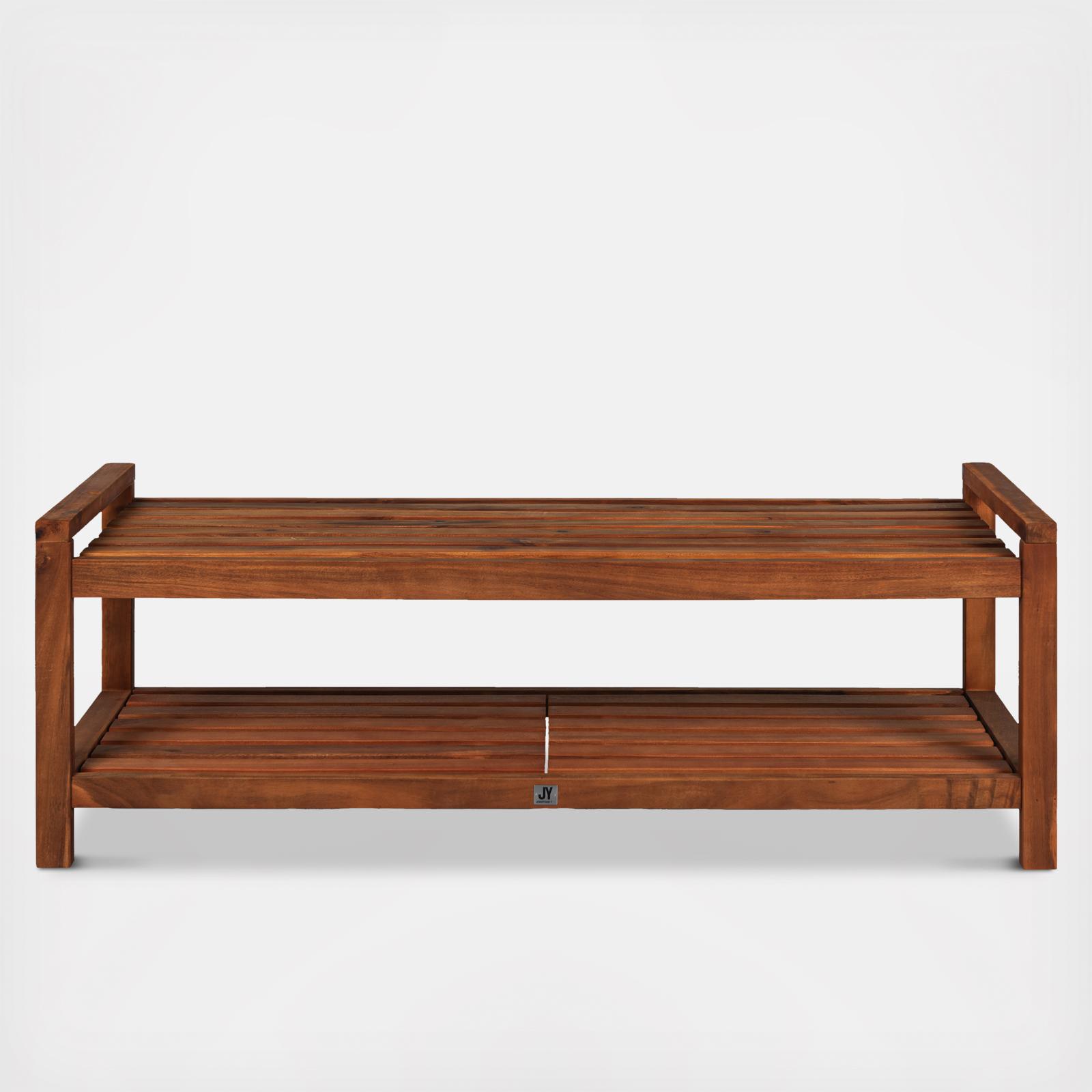 Blane Mid-Century Indoor Outdoor Patio Bench 3 Blane Mid-Century Indoor Outdoor Patio Bench