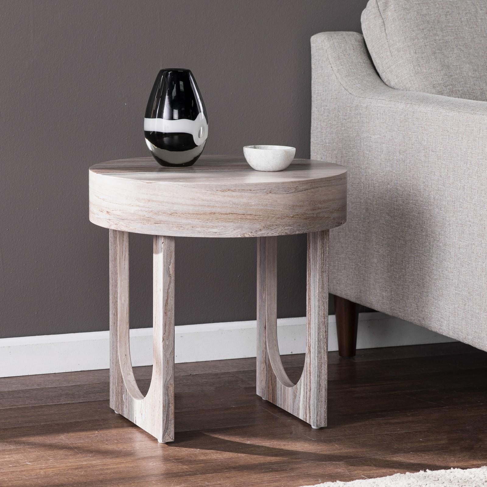 Chadkirk Round Faux Marble End Table 16 Chadkirk Round Faux Marble End Table