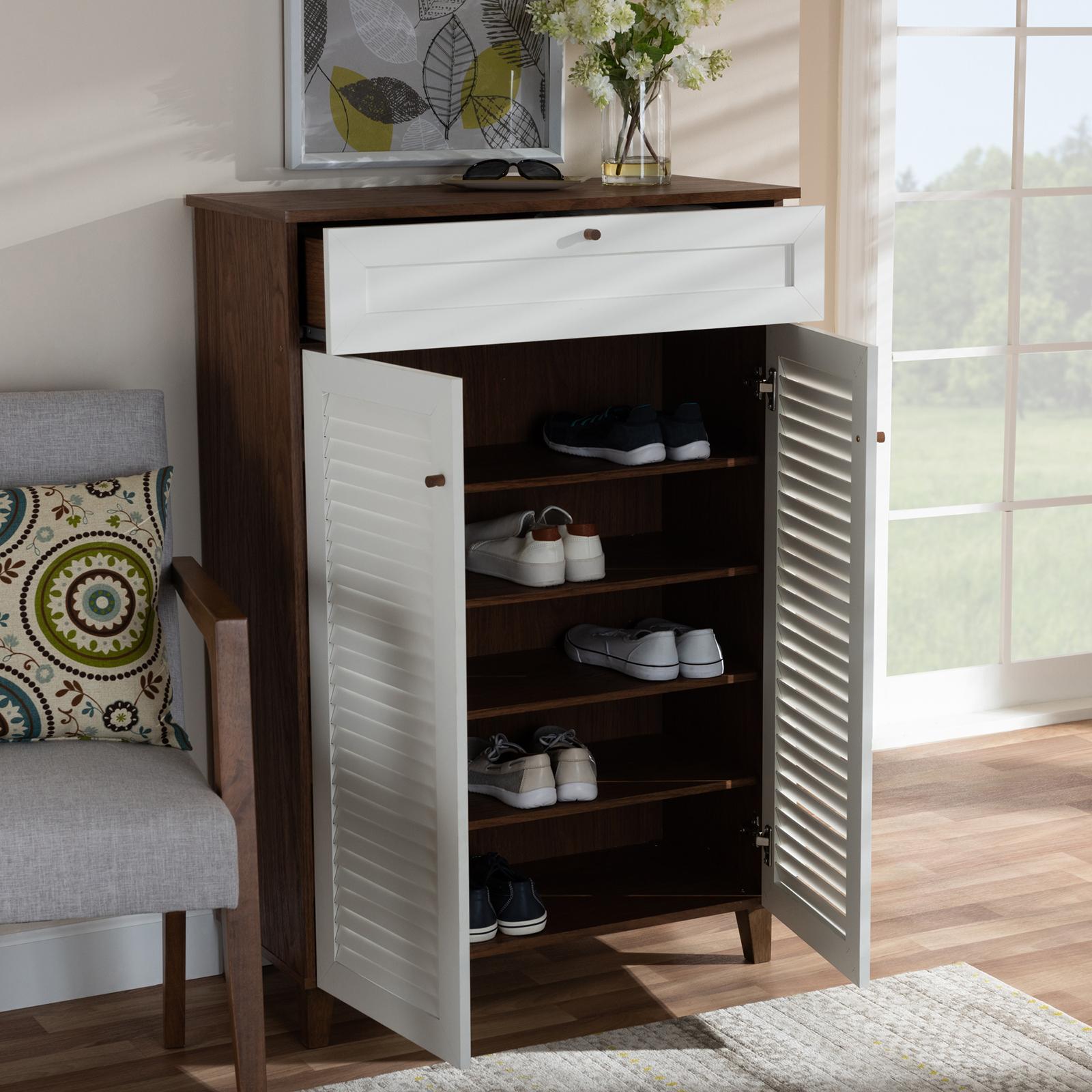Coolidge Contemporary 5-Shelf Shoe Cabinet with Drawer 2 Coolidge Contemporary 5-Shelf Shoe Cabinet with Drawer