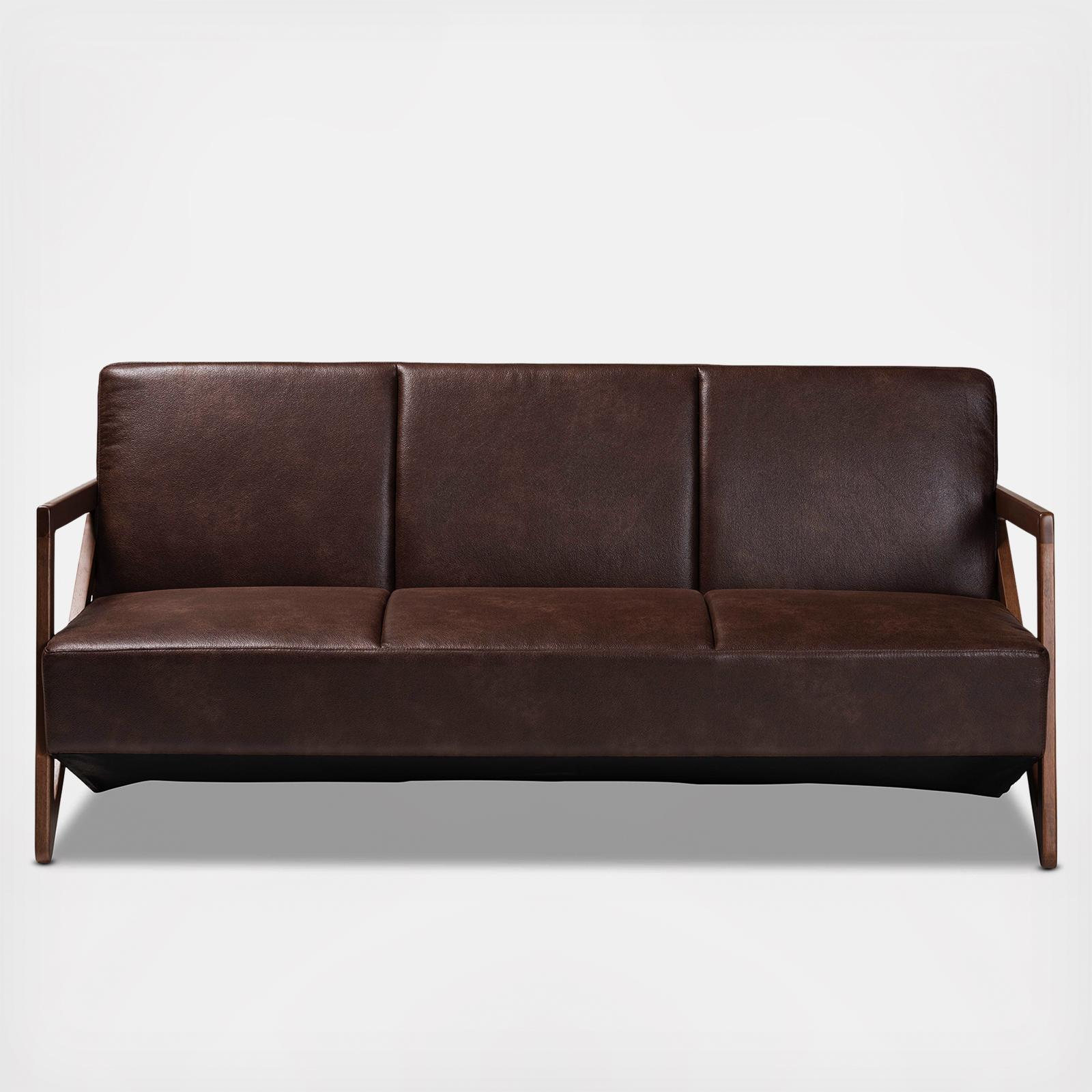 Christa Mid-Century Modern Faux Leather Sofa 3 Christa Mid-Century Modern Faux Leather Sofa