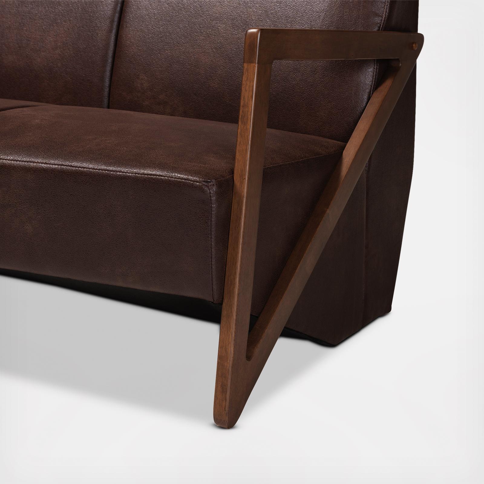 Christa Mid-Century Modern Faux Leather Sofa 7 Christa Mid-Century Modern Faux Leather Sofa