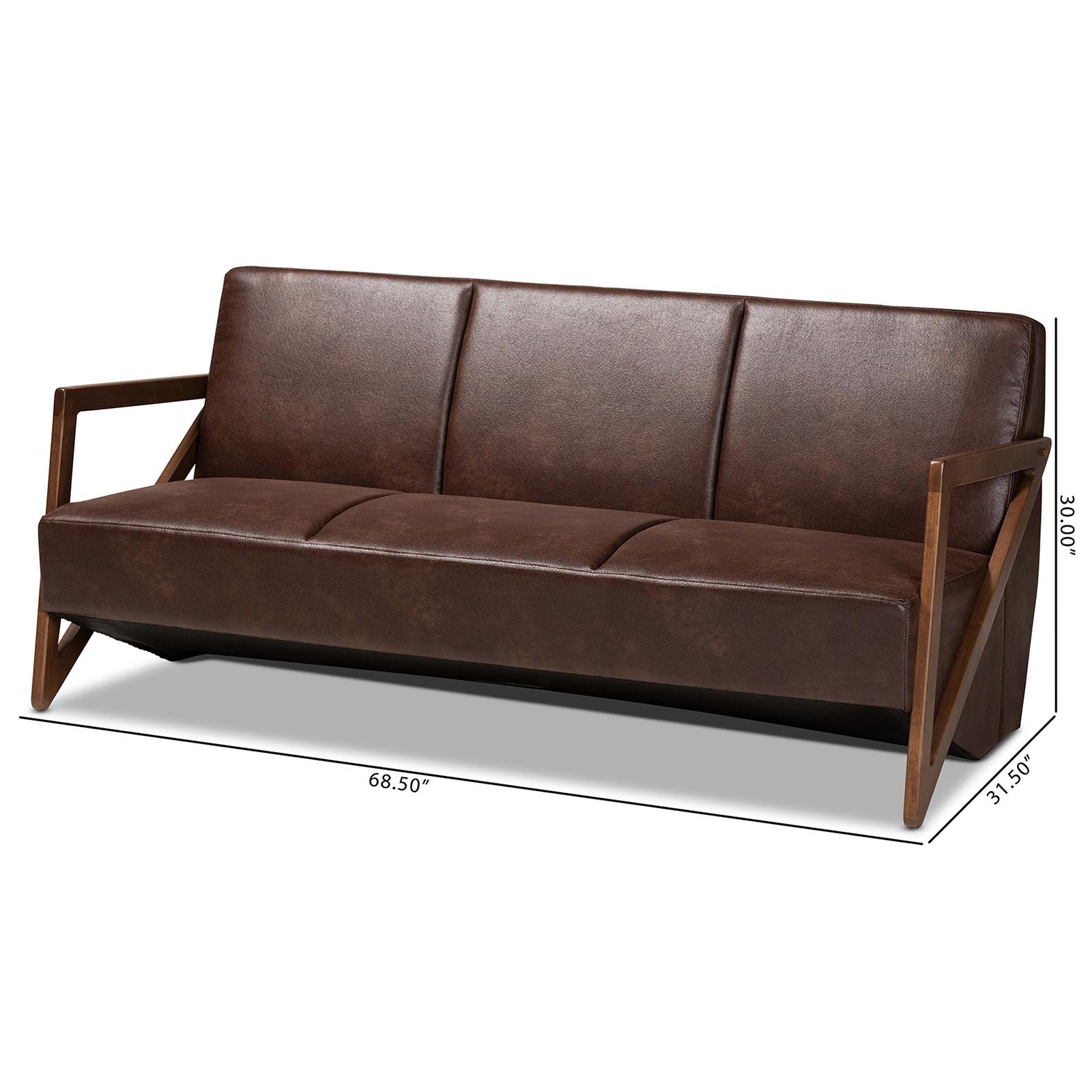 Christa Mid-Century Modern Faux Leather Sofa 8 Christa Mid-Century Modern Faux Leather Sofa