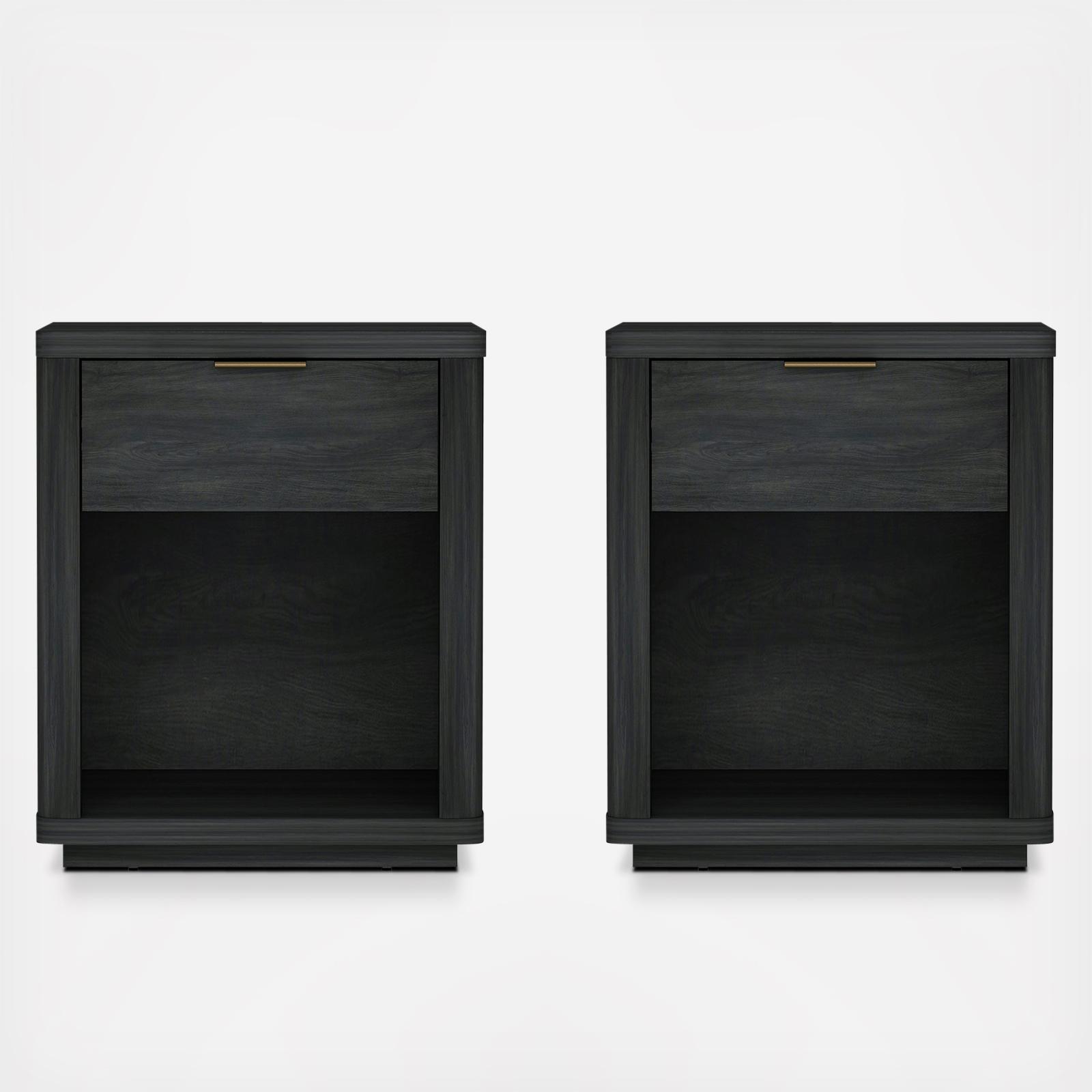 Evelyn 1-Drawer Nightstand, Set of 2 2 Evelyn 1-Drawer Nightstand, Set of 2