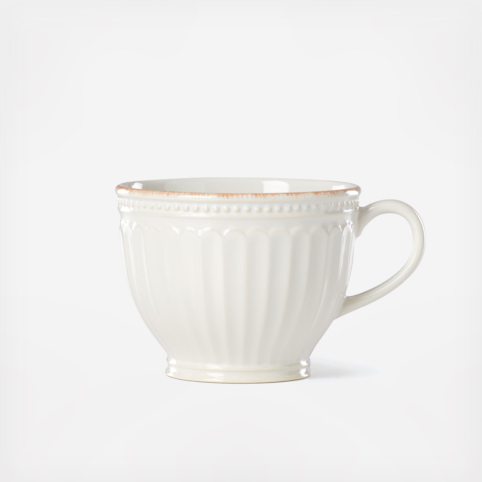 French Perle Groove Latte Coffee Mug, Set of 2 3 French Perle Groove Latte Coffee Mug, Set of 2