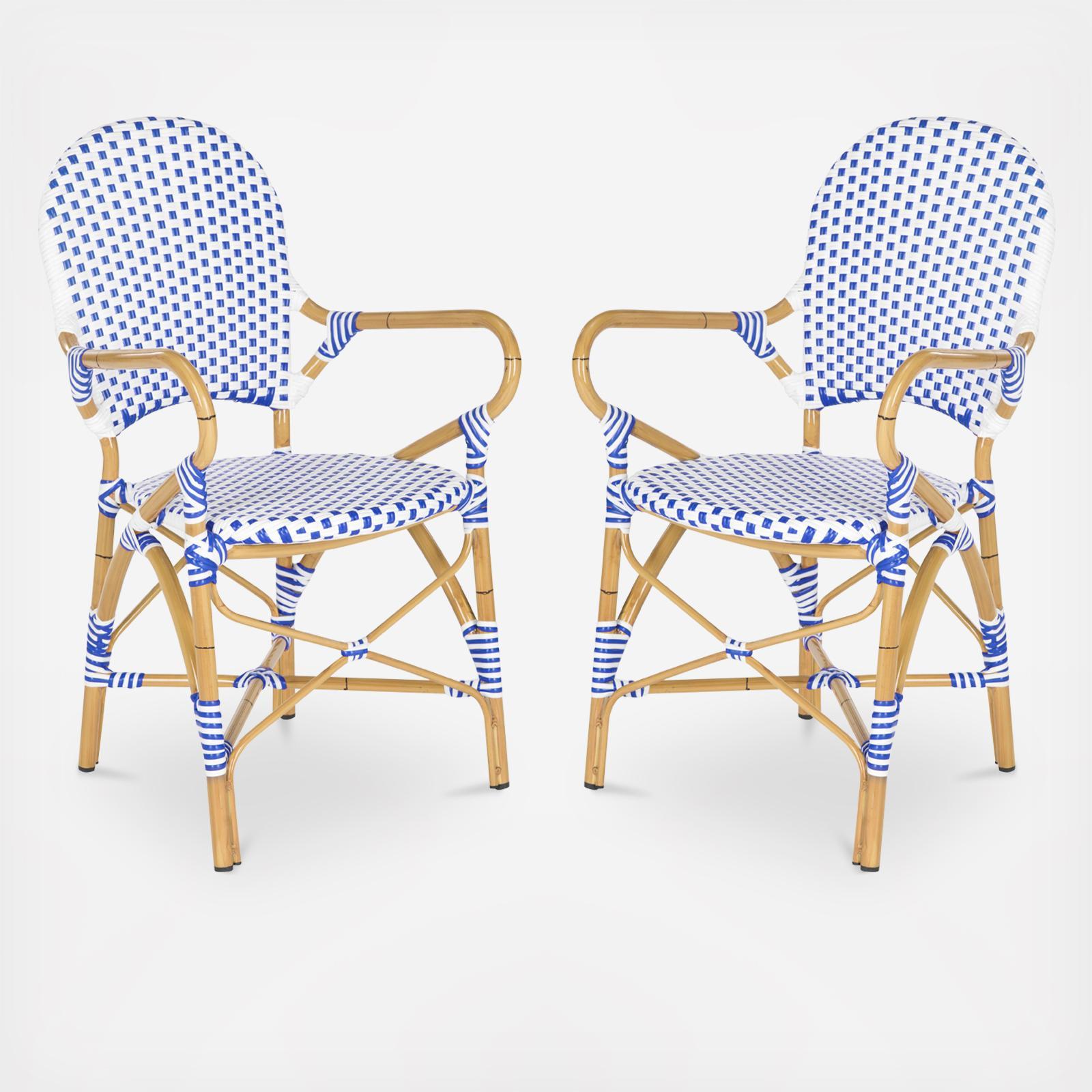 Hooper Indoor/Outdoor Stacking Arm Chair, Set of 2 2 Hooper Indoor/Outdoor Stacking Arm Chair, Set of 2