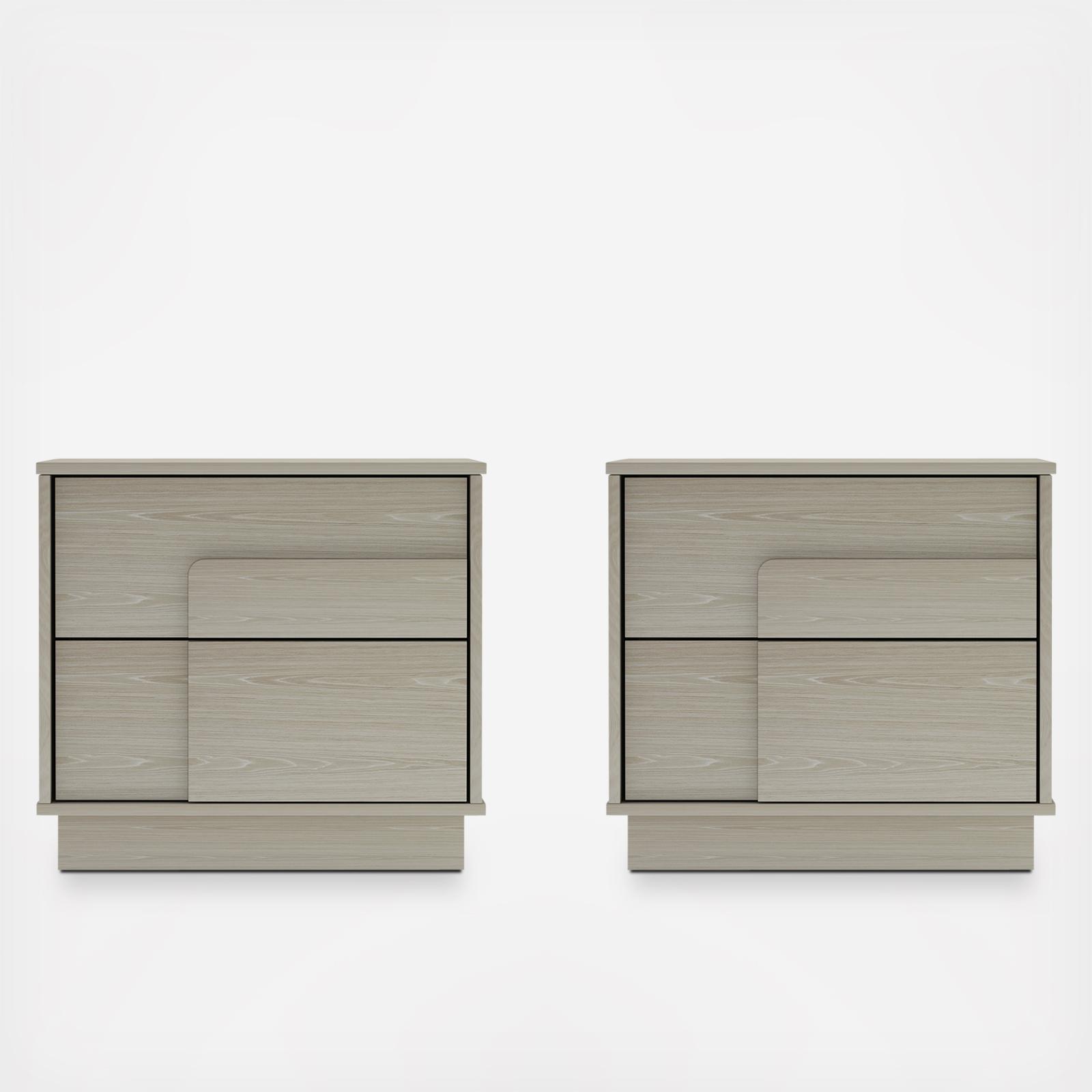 Horizon Modern Nightstand, Set of 2 2 Horizon Modern Nightstand, Set of 2