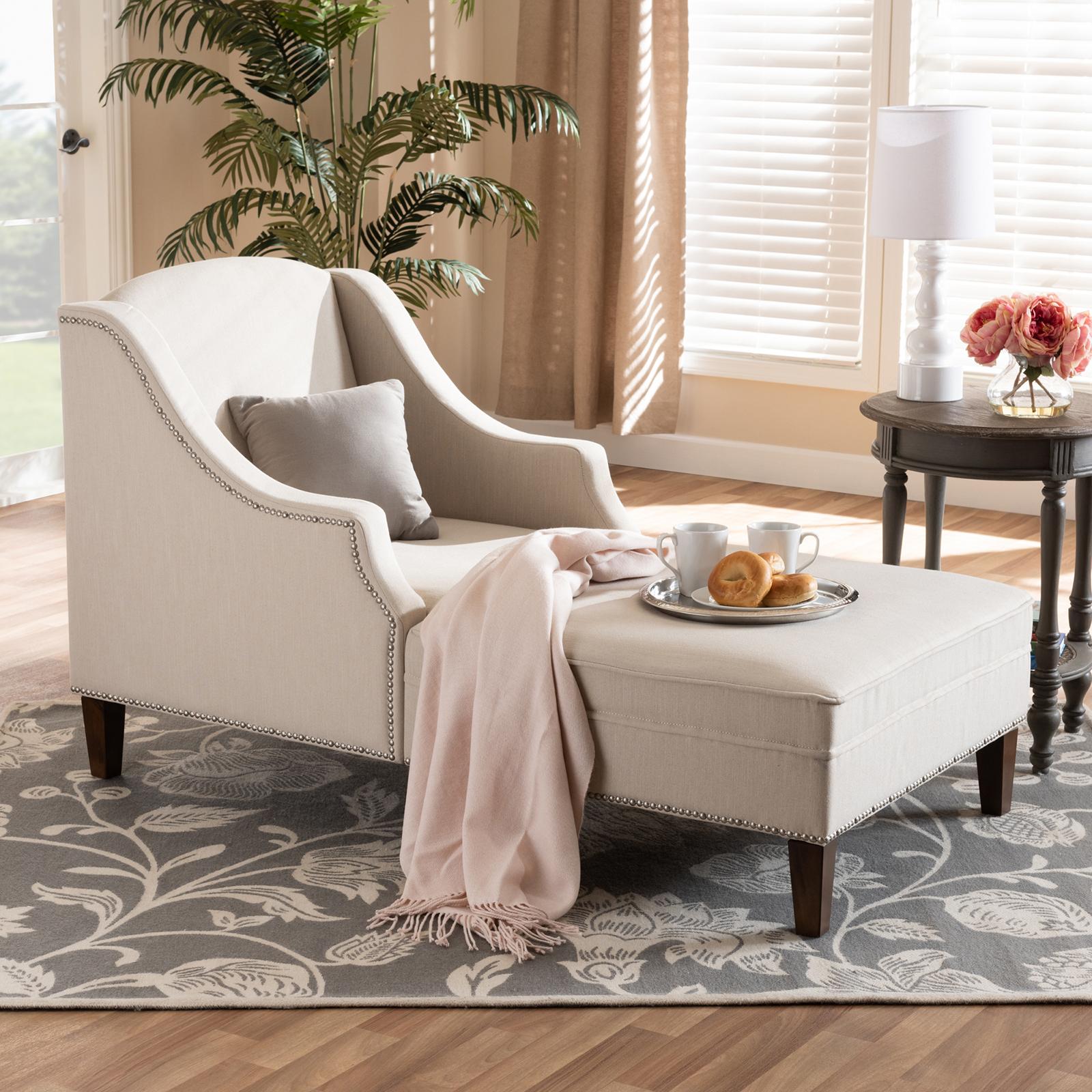 Leonie Fabric Upholstered Chaise Lounge 1 Leonie Fabric Upholstered Chaise Lounge