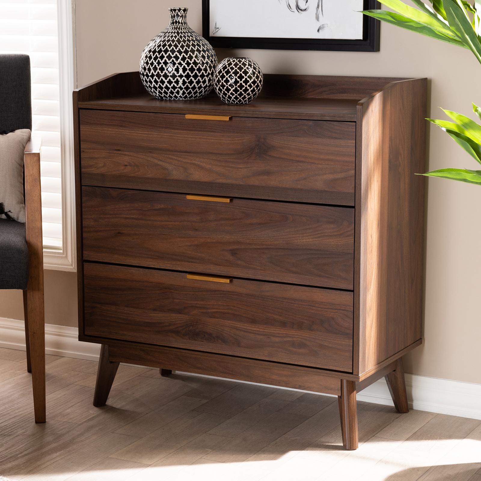 Lena Mid-Century Modern Finished 3-Drawer Wood Chest 4 Lena Mid-Century Modern Finished 3-Drawer Wood Chest