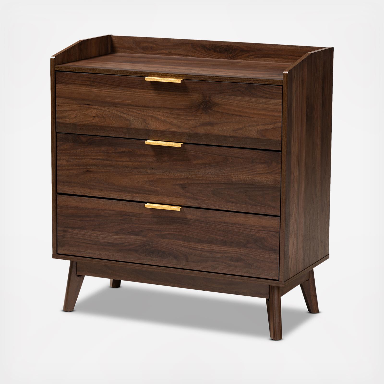 Lena Mid-Century Modern Finished 3-Drawer Wood Chest 4 Lena Mid-Century Modern Finished 3-Drawer Wood Chest