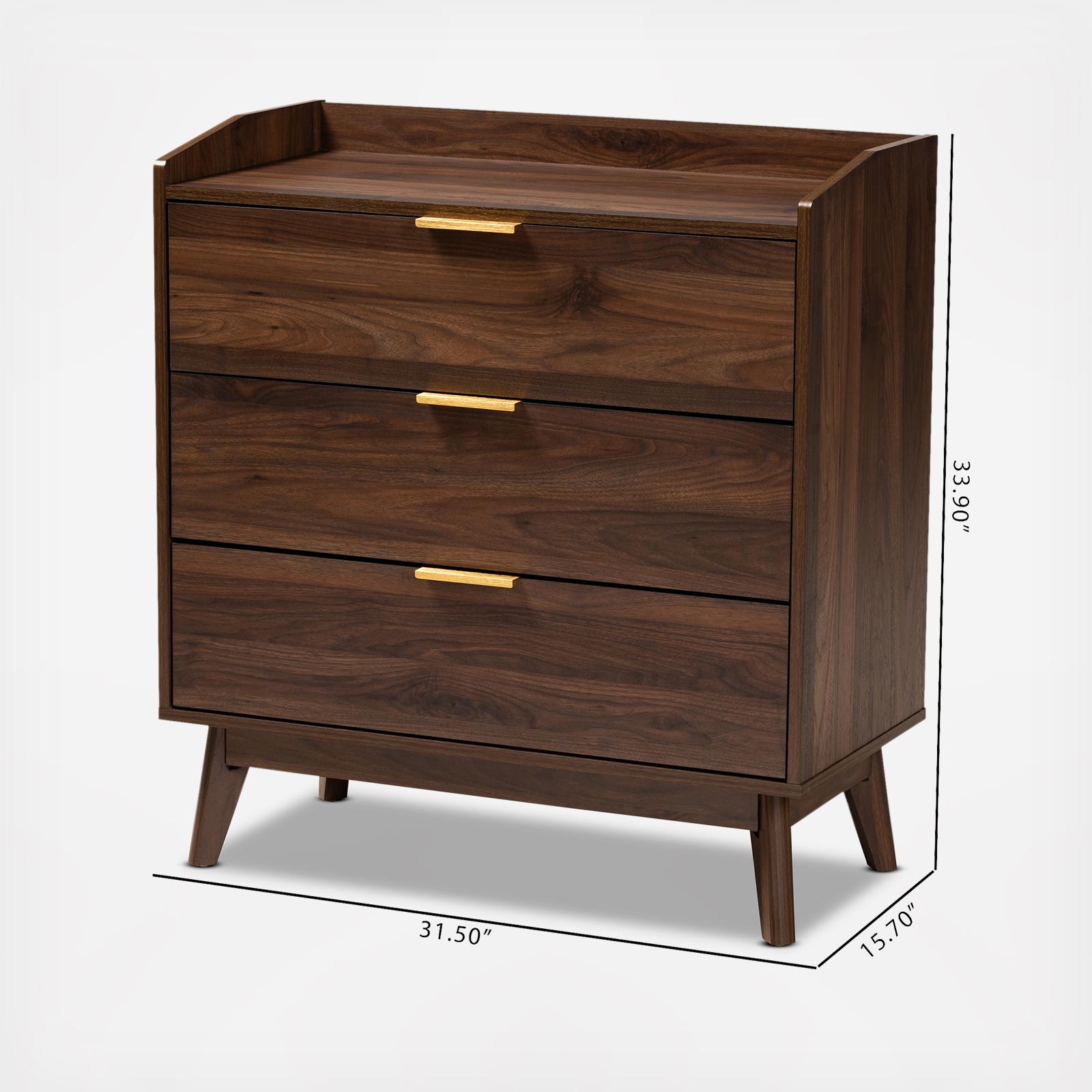 Lena Mid-Century Modern Finished 3-Drawer Wood Chest 8 Lena Mid-Century Modern Finished 3-Drawer Wood Chest