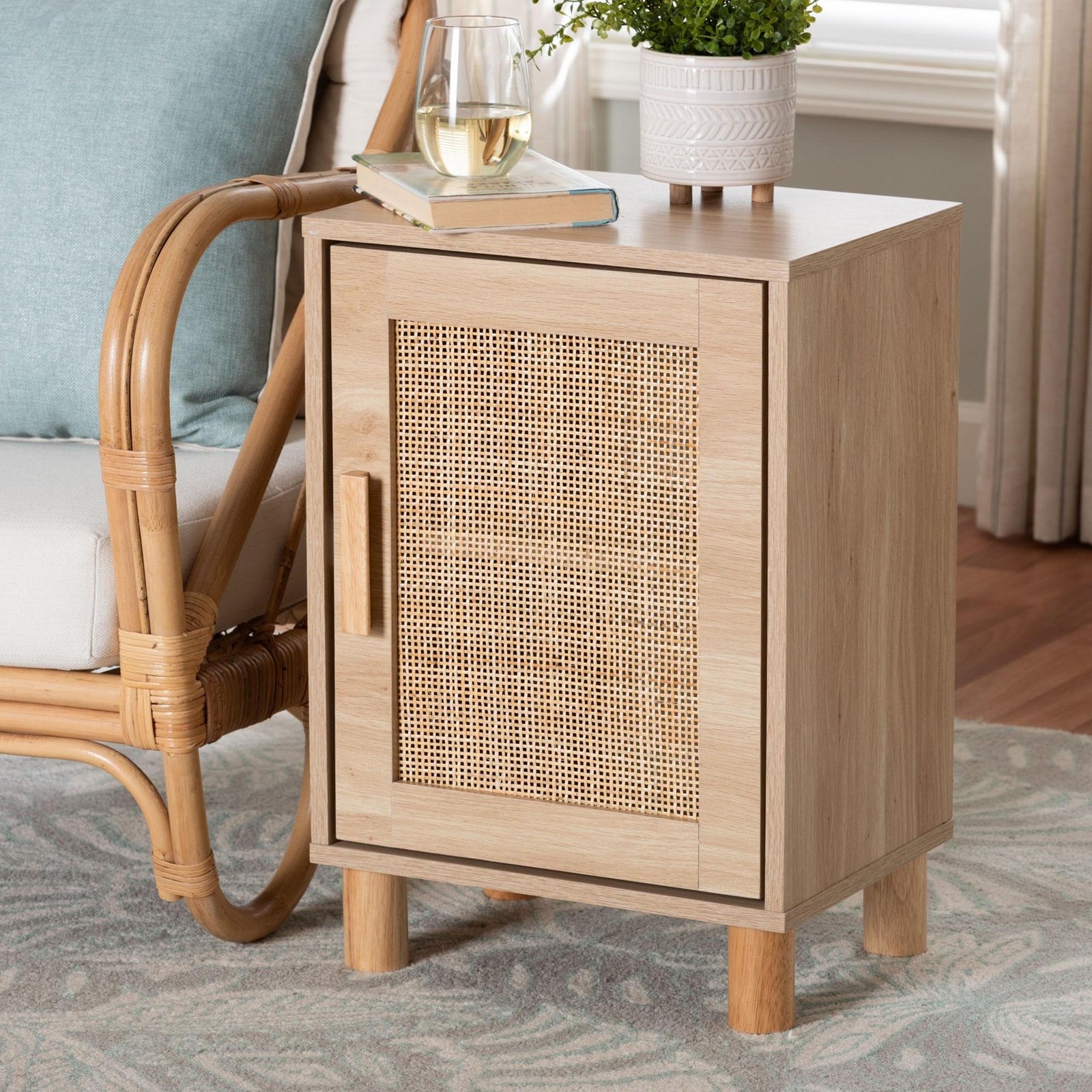 Maclean Mid-Century Modern 1-Door End Table 1 Maclean Mid-Century Modern 1-Door End Table