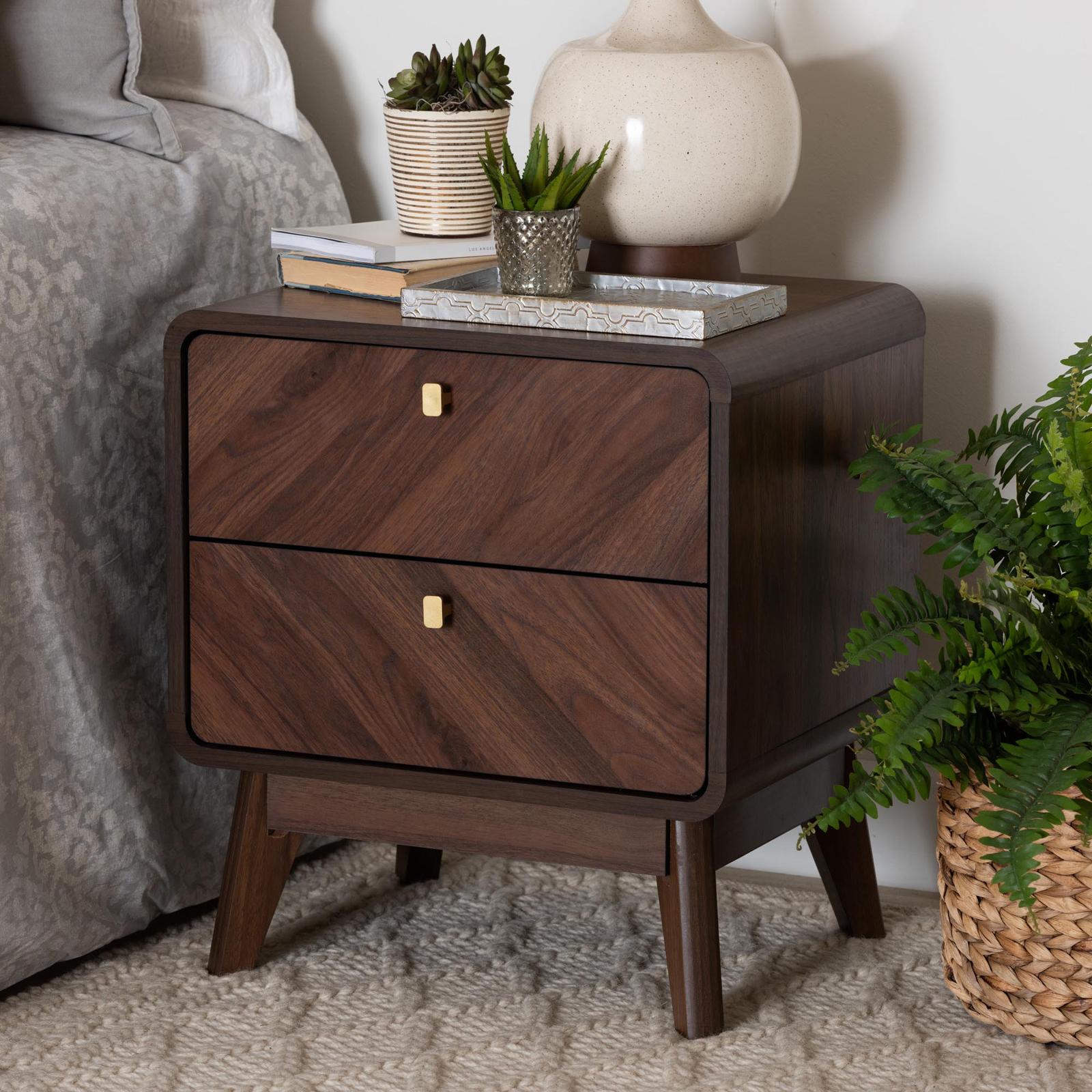 Markell Mid-Century Transitional 2-Drawer Nightstand 9 Markell Mid-Century Transitional 2-Drawer Nightstand