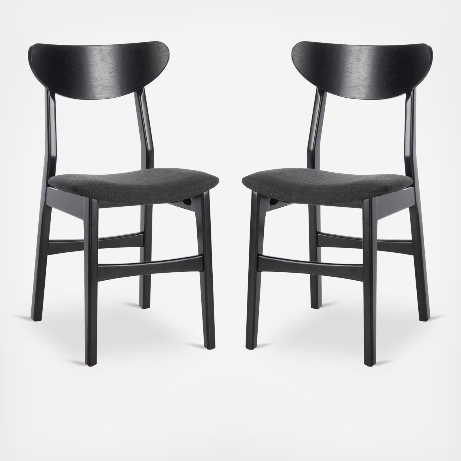 Lucca Retro Dining Chair with Cushion, Set of 2