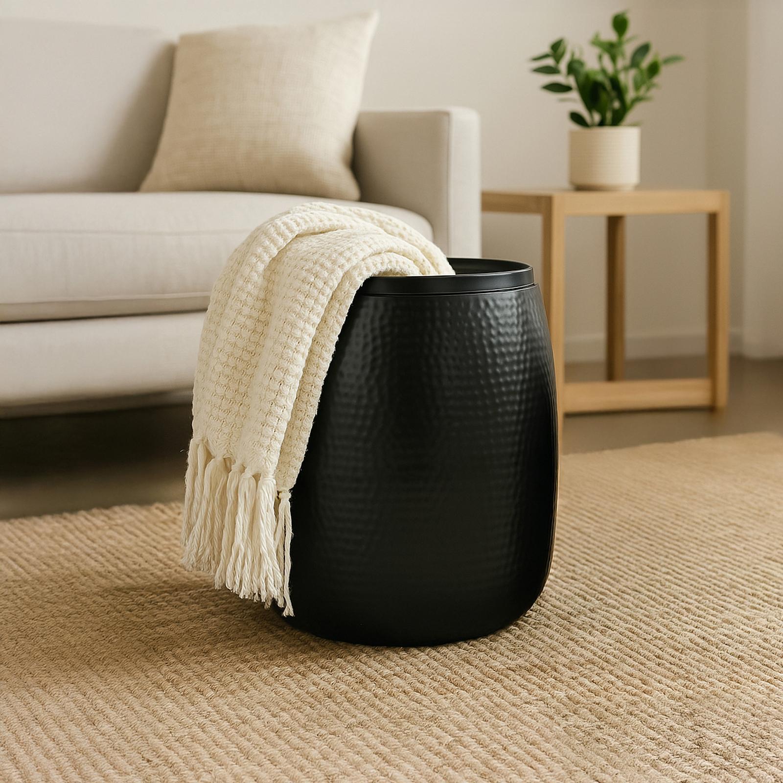 Merida Modern Drum Storage Side Table with Lid 1 Merida Modern Drum Storage Side Table with Lid
