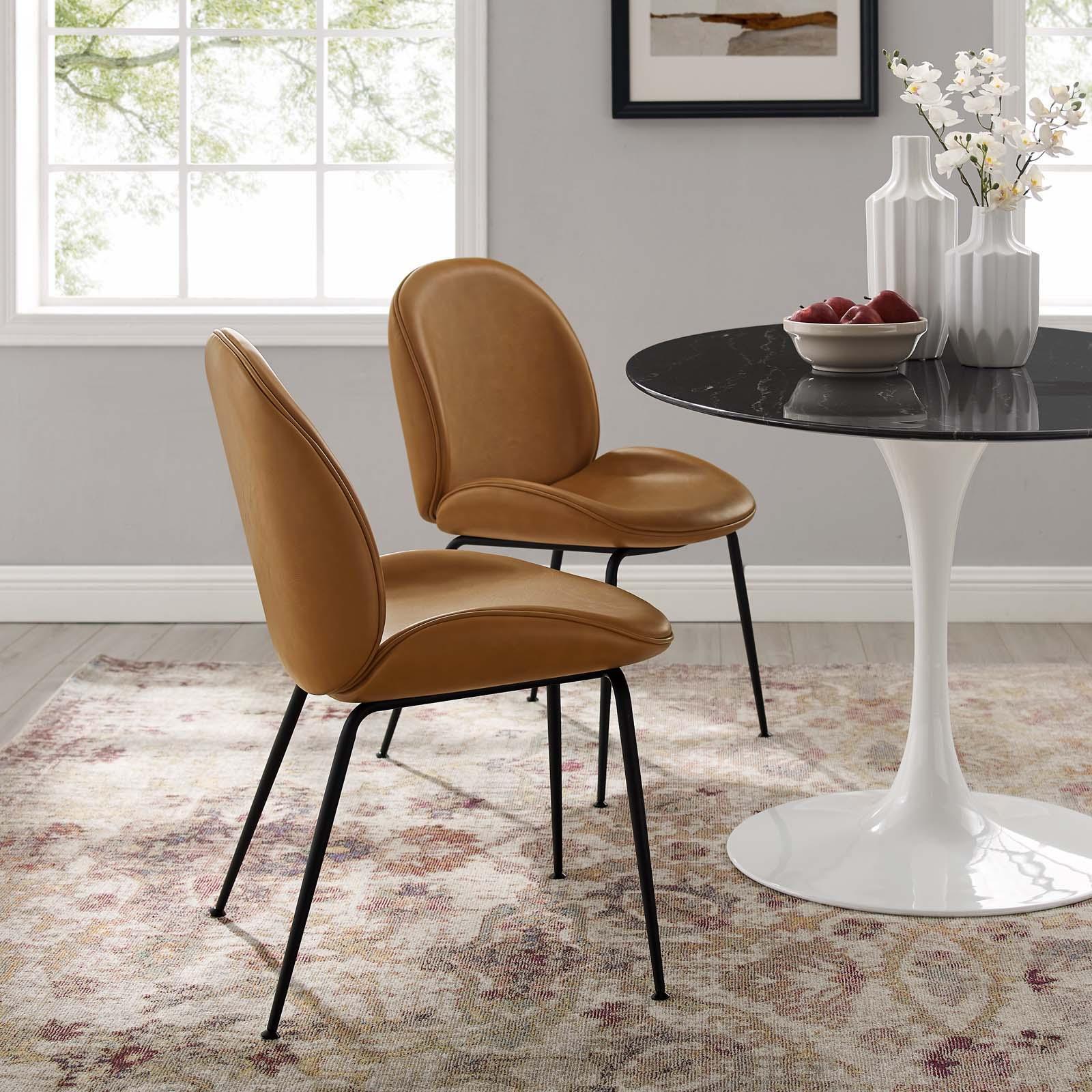 Scoop Vegan Leather Dining Chairs, Set of 2