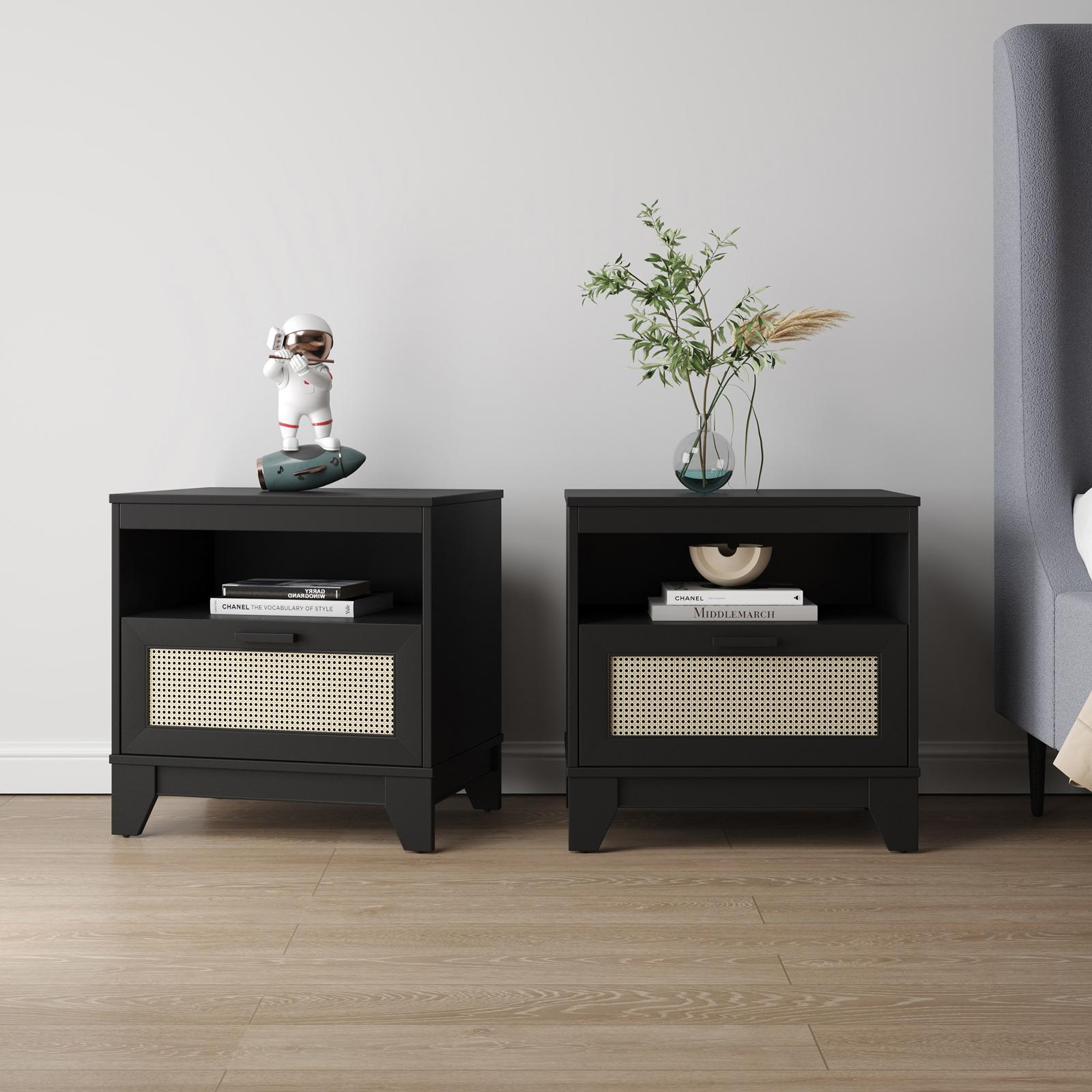 Sheridan Modern Cane Nightstand, Set of 2 17 Sheridan Modern Cane Nightstand, Set of 2