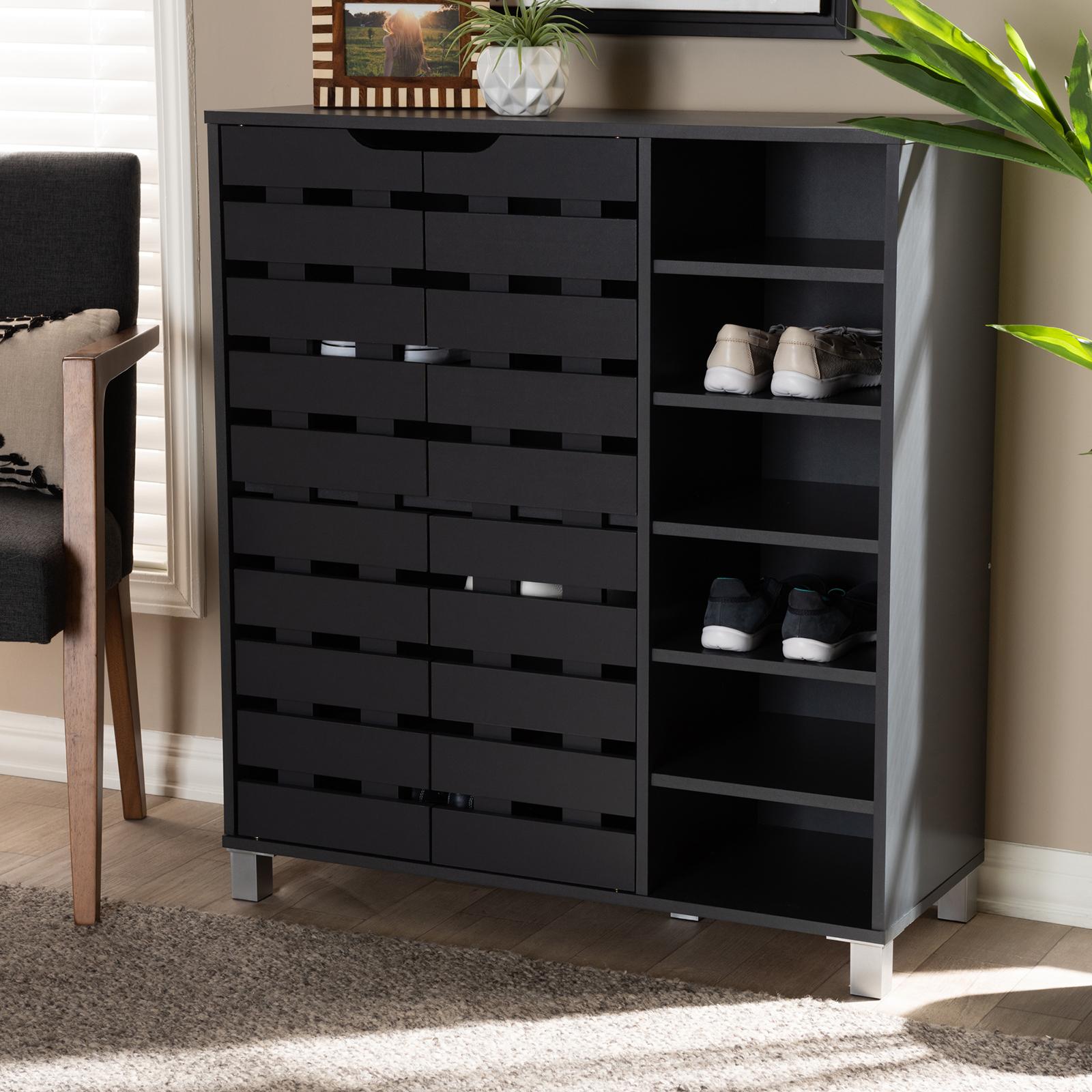Shirley Finished 2-Door Shoe Storage Cabinet with Open Shelves 16 Shirley Finished 2-Door Shoe Storage Cabinet with Open Shelves
