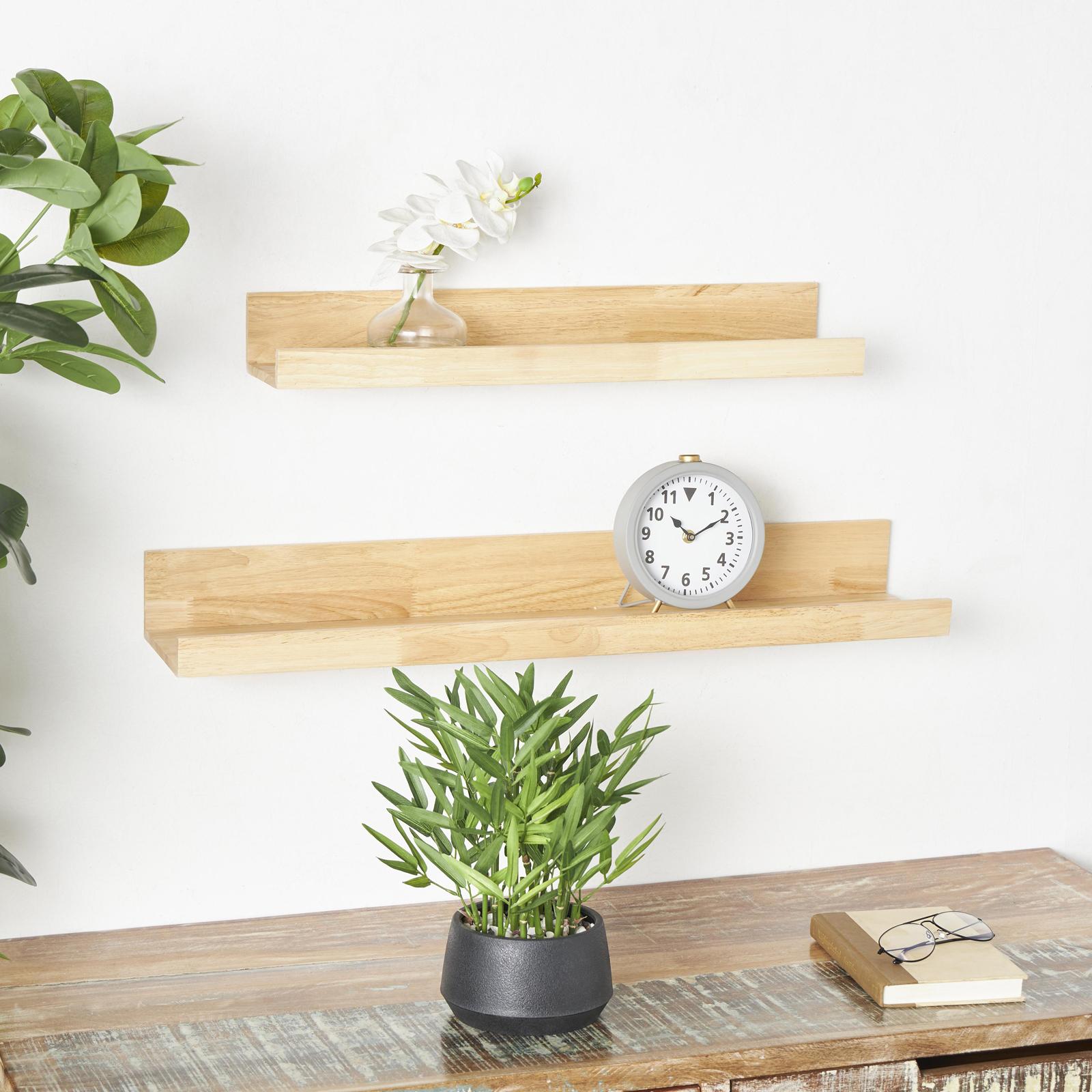 Wood Room Wall Shelf with Lip, Set of 2 8 Wood Room Wall Shelf with Lip, Set of 2