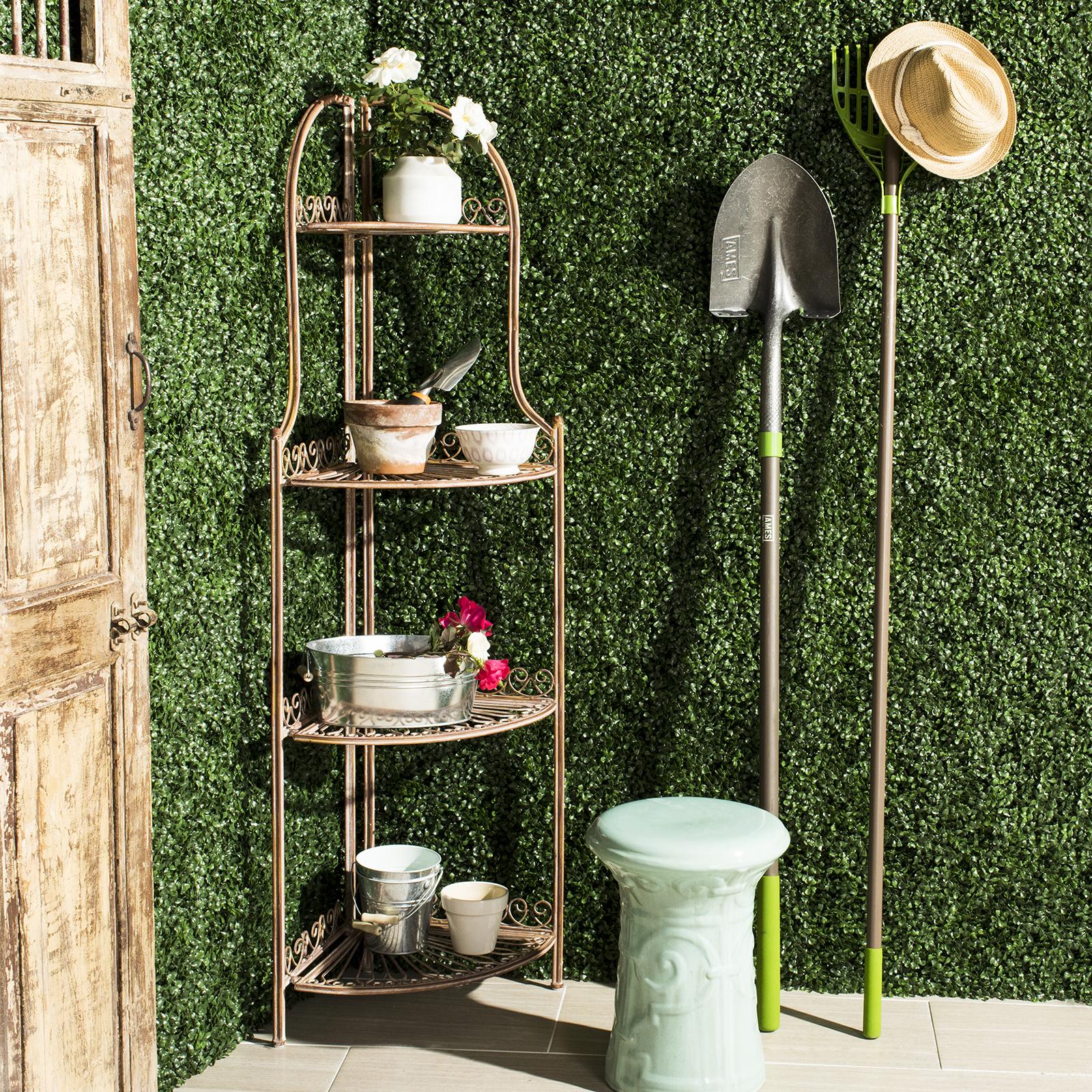 Abarrane Wrought Iron 4-Tier Outdoor Corner Shelf