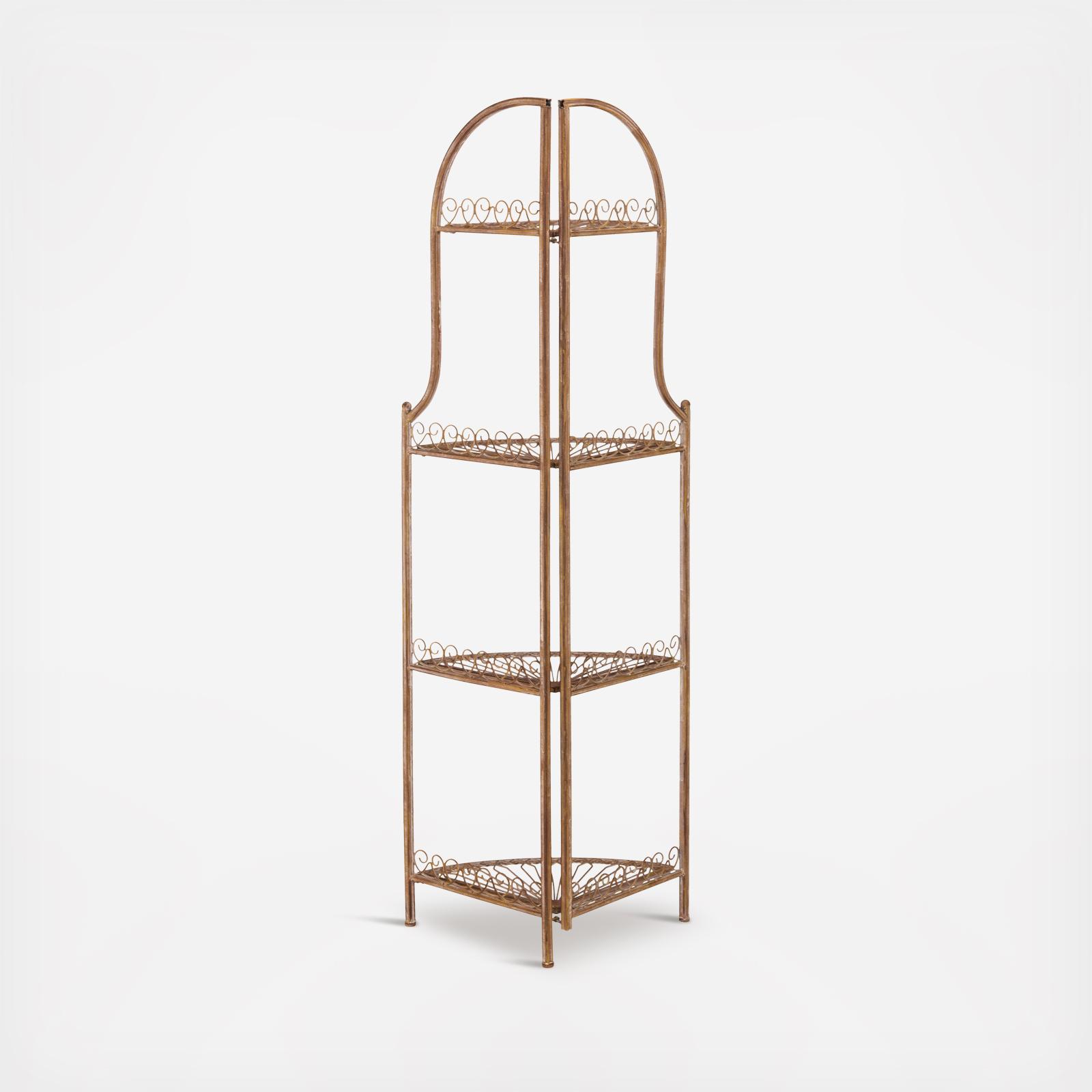 Abarrane Wrought Iron 4-Tier Outdoor Corner Shelf