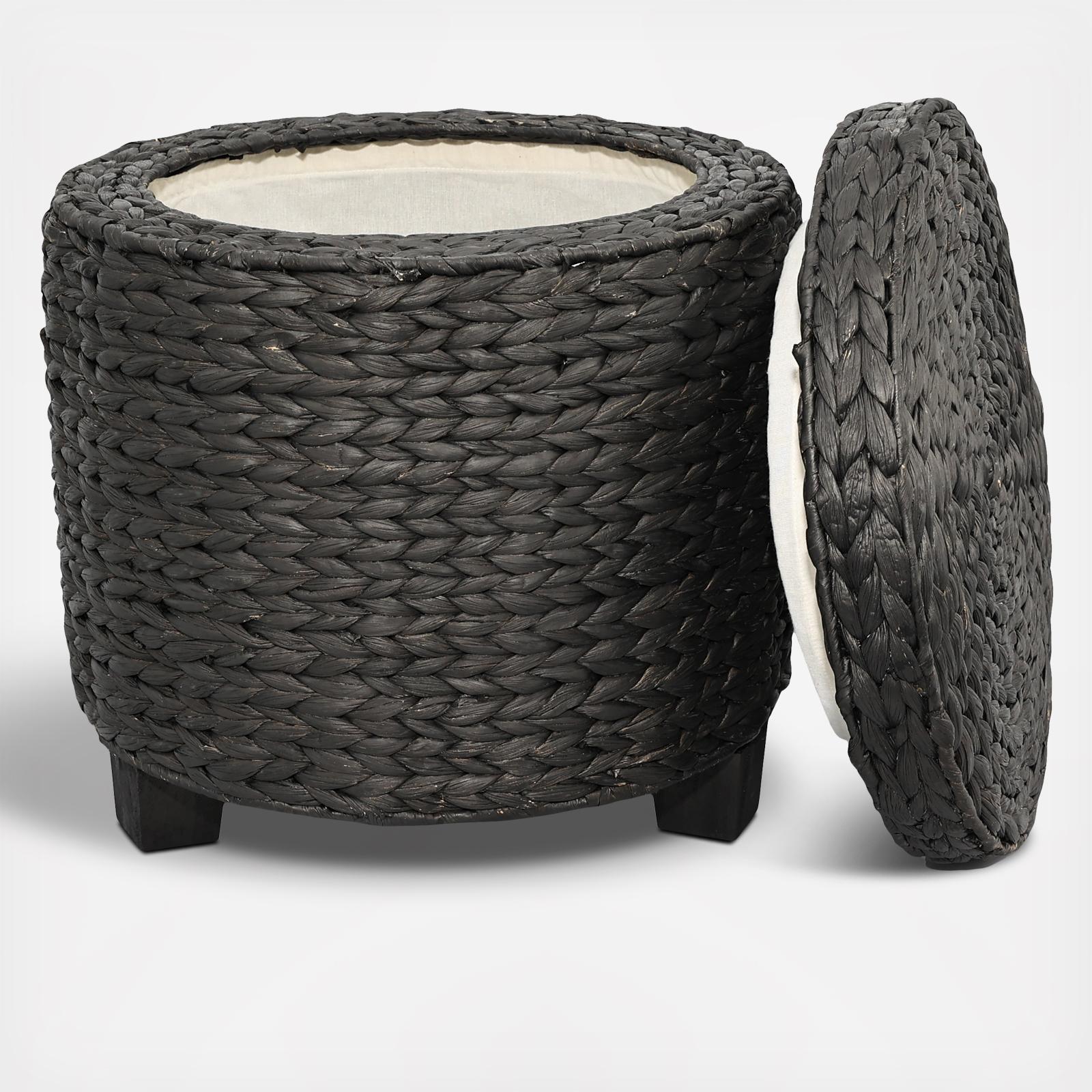 Addie Hand-Woven Storage Ottoman with Lid