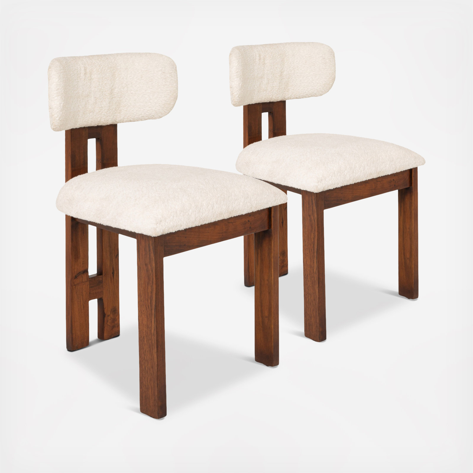 Acacia Wood Dining Chair with Upholstered Seat, Set of 2 2 Acacia Wood Dining Chair with Upholstered Seat, Set of 2
