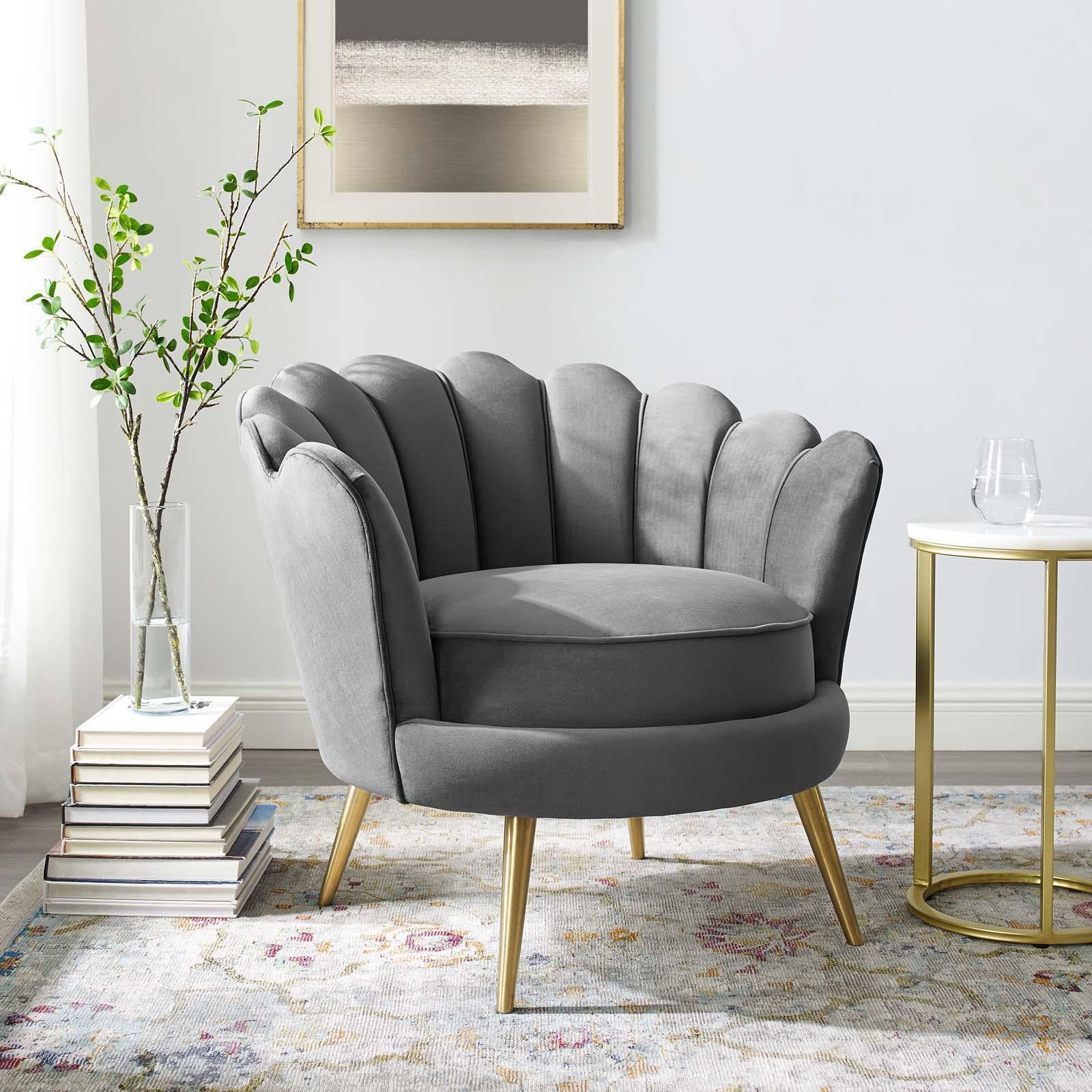 Admire Scalloped Edge Velvet Accent Armchair 10 Admire Scalloped Edge Velvet Accent Armchair
