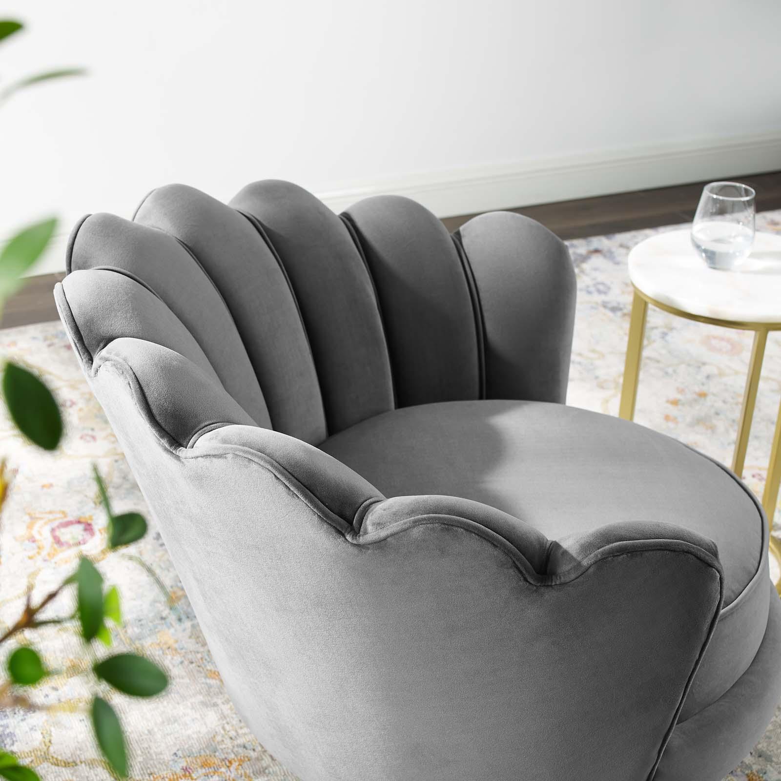 Admire Scalloped Edge Velvet Accent Armchair 2 Admire Scalloped Edge Velvet Accent Armchair