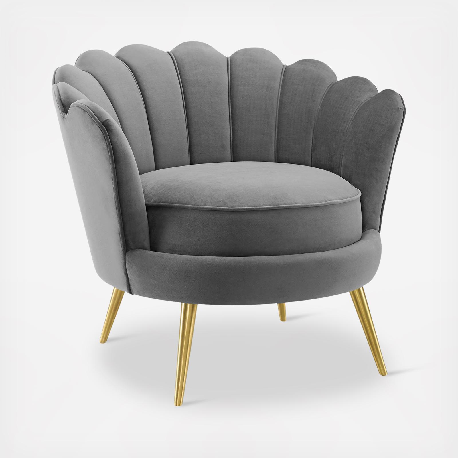 Admire Scalloped Edge Velvet Accent Armchair 3 Admire Scalloped Edge Velvet Accent Armchair