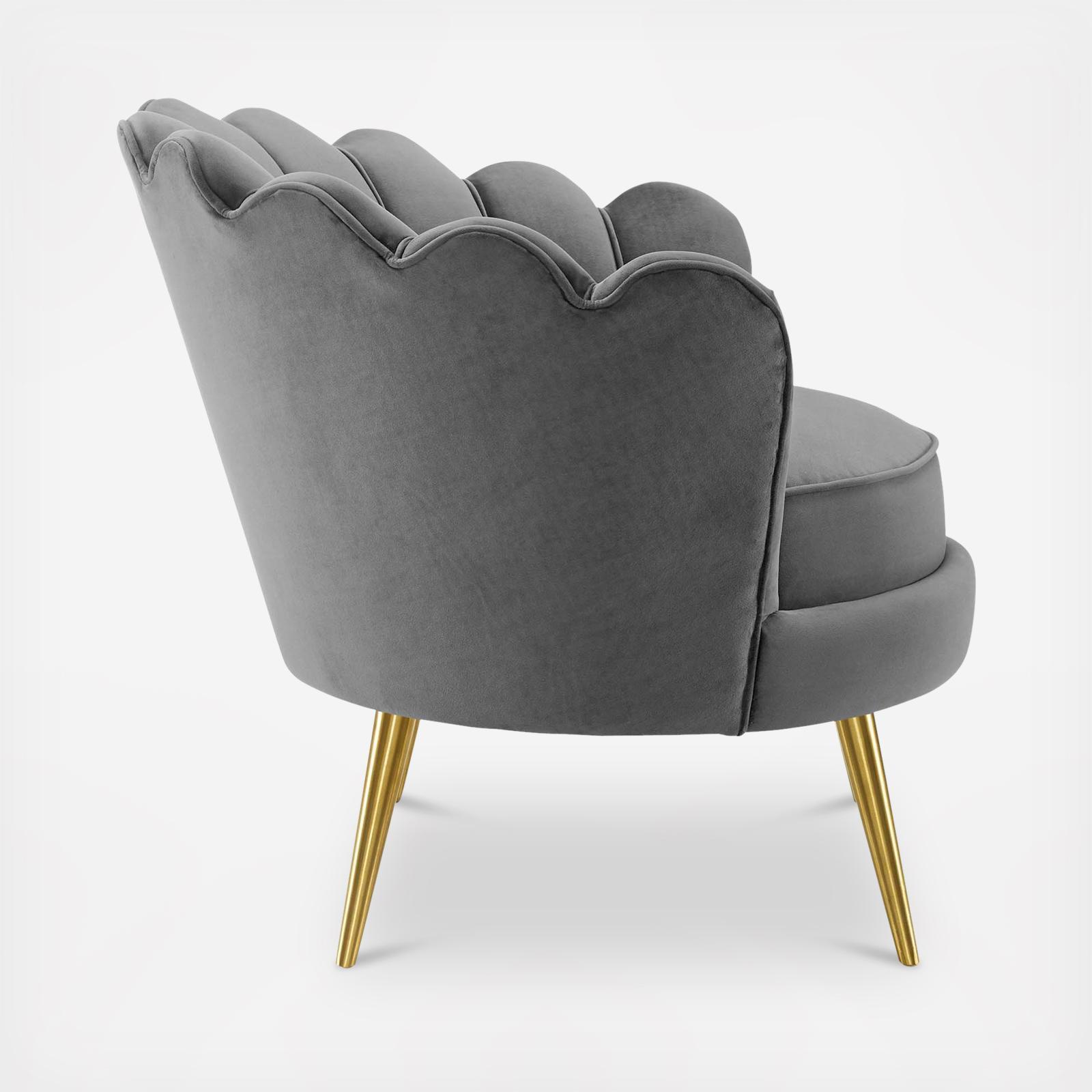 Admire Scalloped Edge Velvet Accent Armchair 4 Admire Scalloped Edge Velvet Accent Armchair