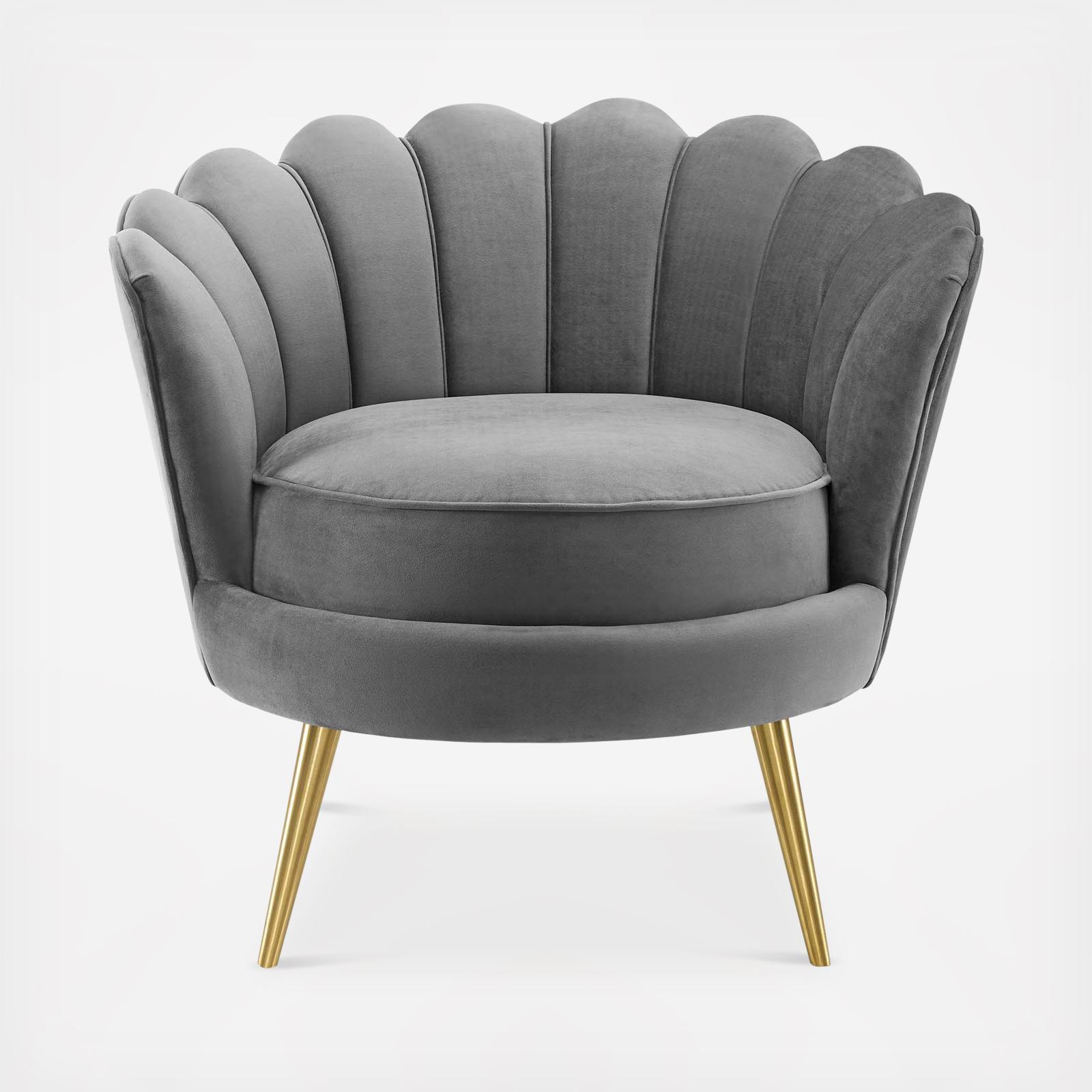 Admire Scalloped Edge Velvet Accent Armchair 5 Admire Scalloped Edge Velvet Accent Armchair