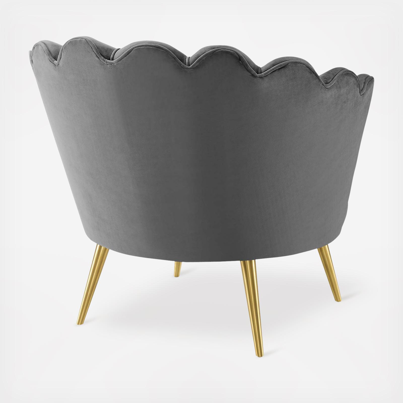 Admire Scalloped Edge Velvet Accent Armchair 6 Admire Scalloped Edge Velvet Accent Armchair