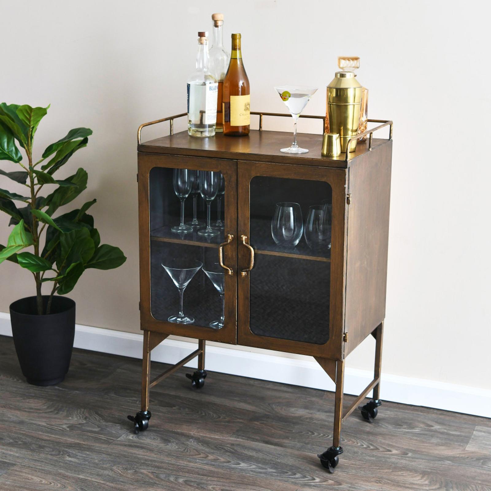Antiqued Wheeled Cabinet 1 Antiqued Wheeled Cabinet